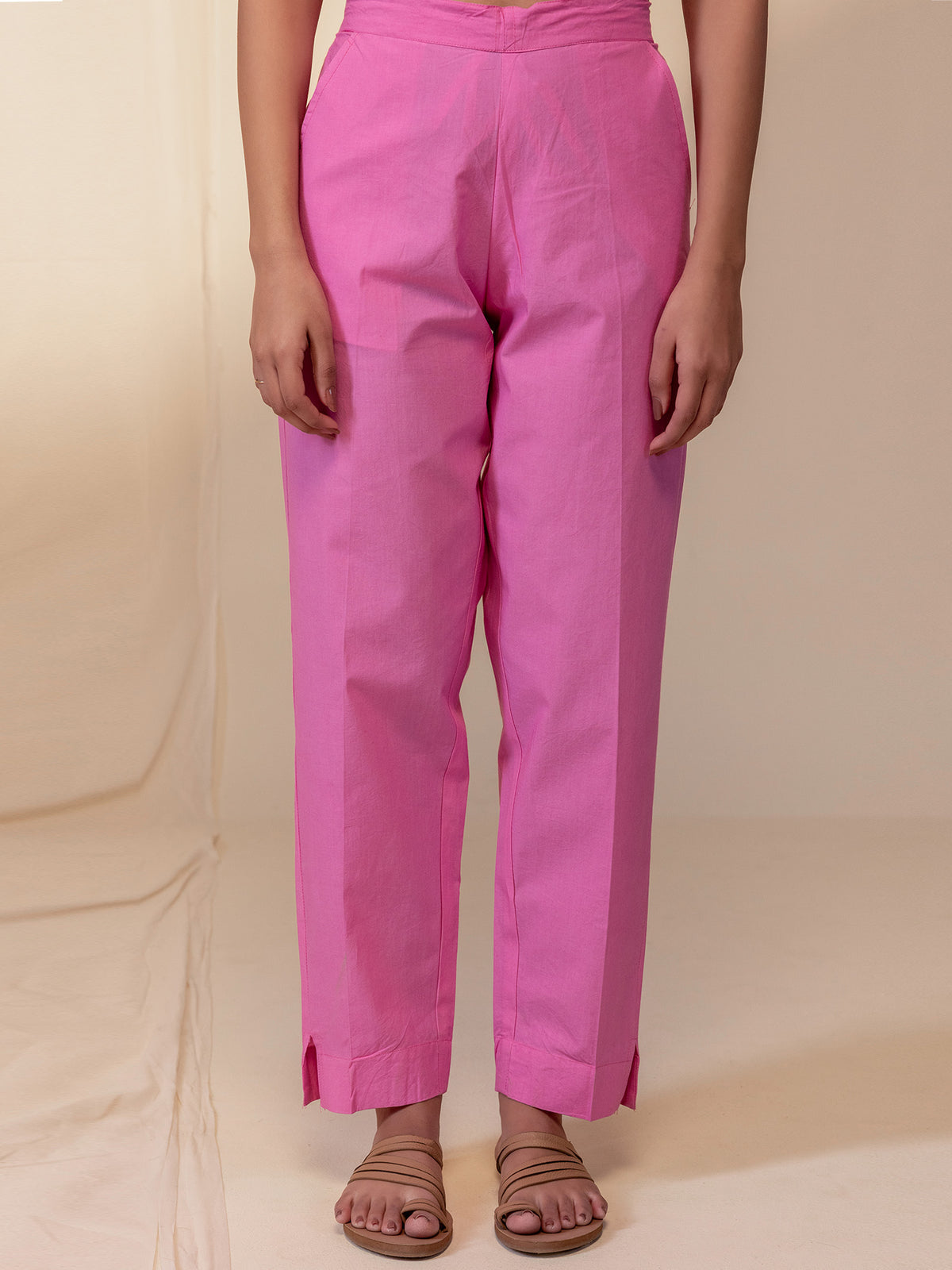 The Artisans Blush Cotton Cigarette Pant