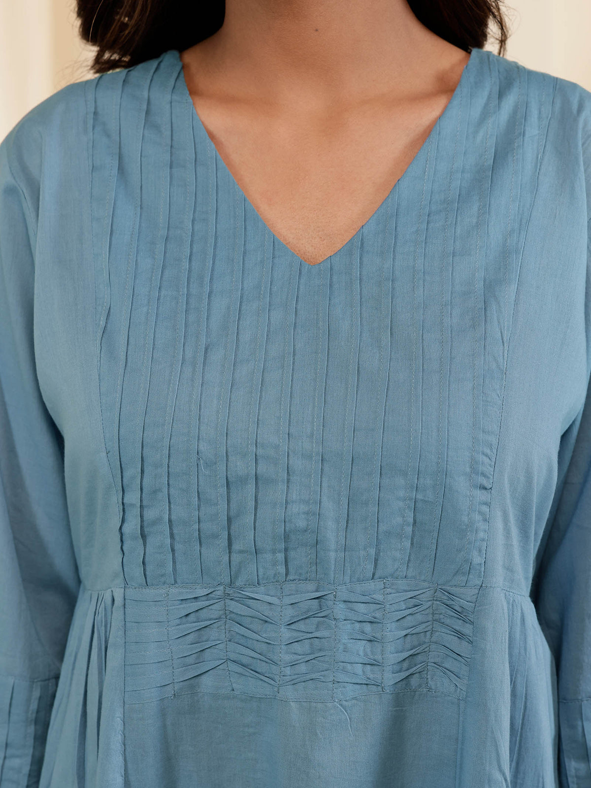 Trance Blue Plain Voile Kurta