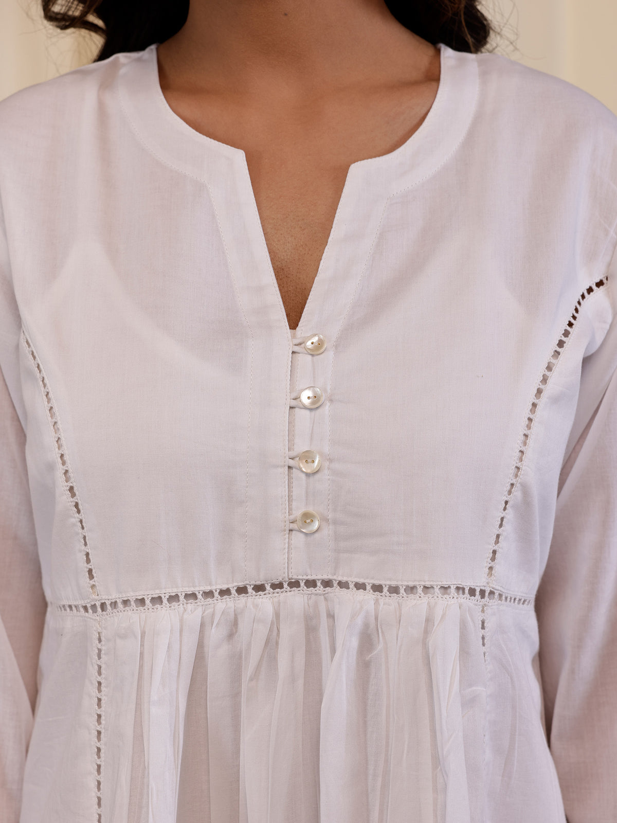 White Wash Frill Voile Dress