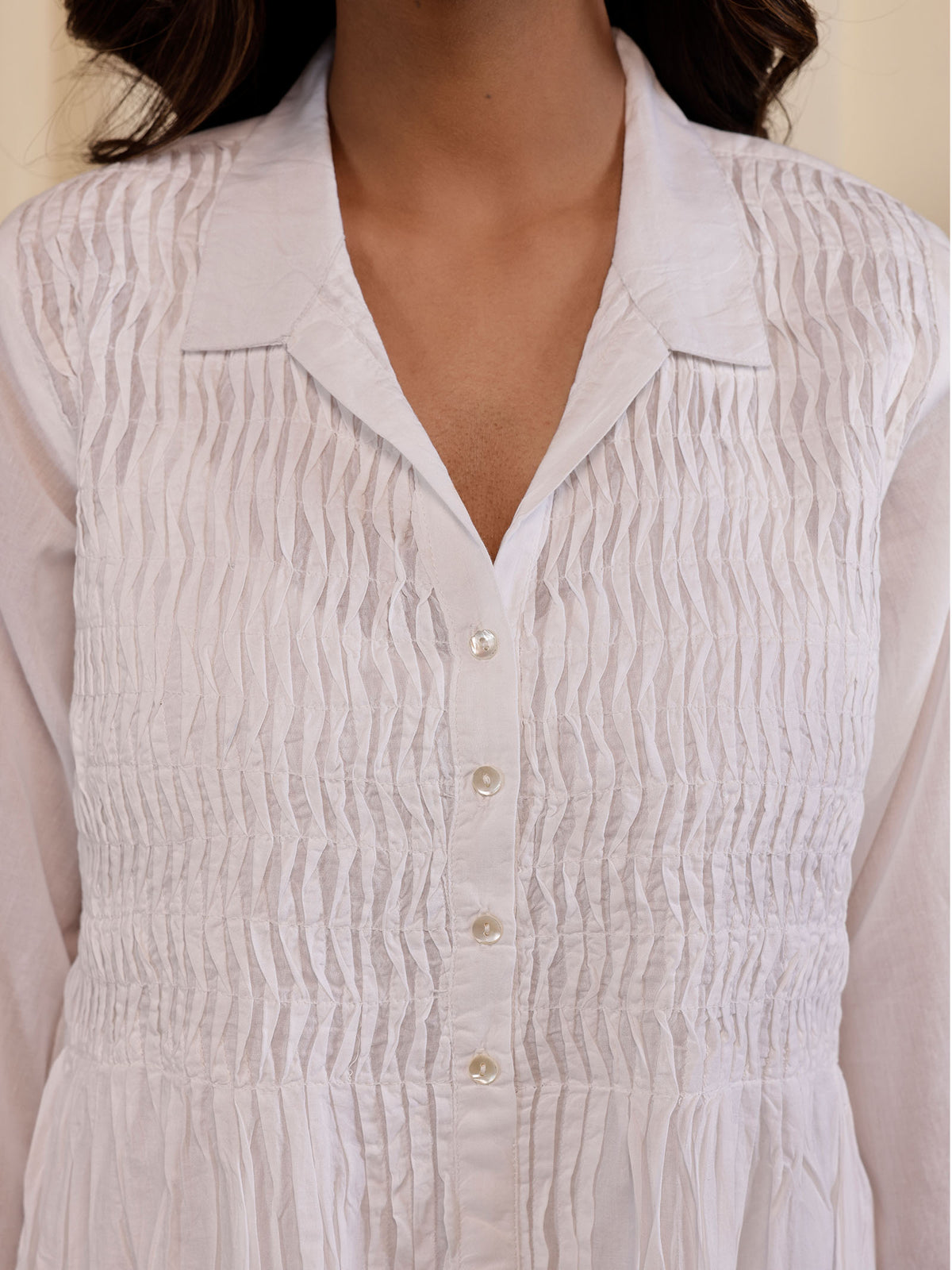 White Wash Waves Voile Kurta