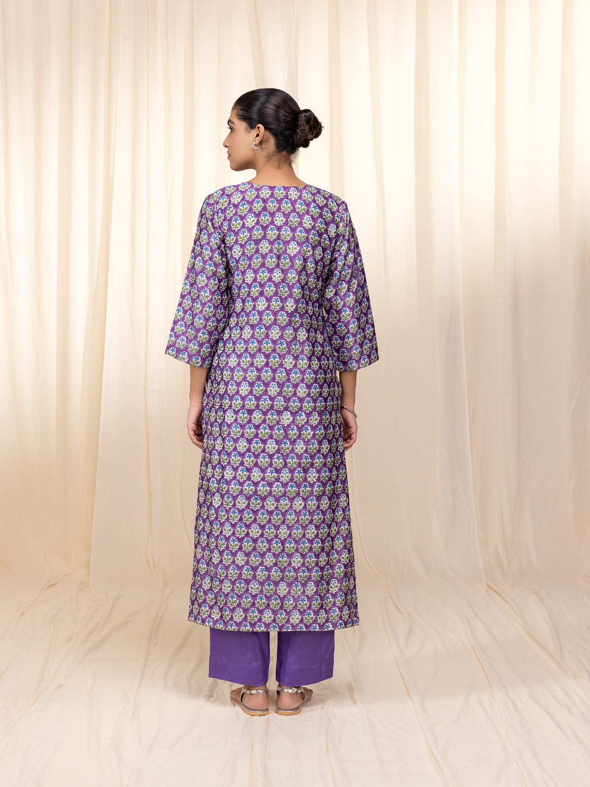 Sakhi Saheliya Purple Chanderi Kurta