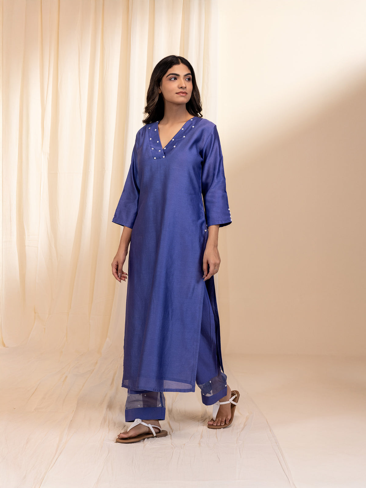 Celebration Purple Chanderi Kurta