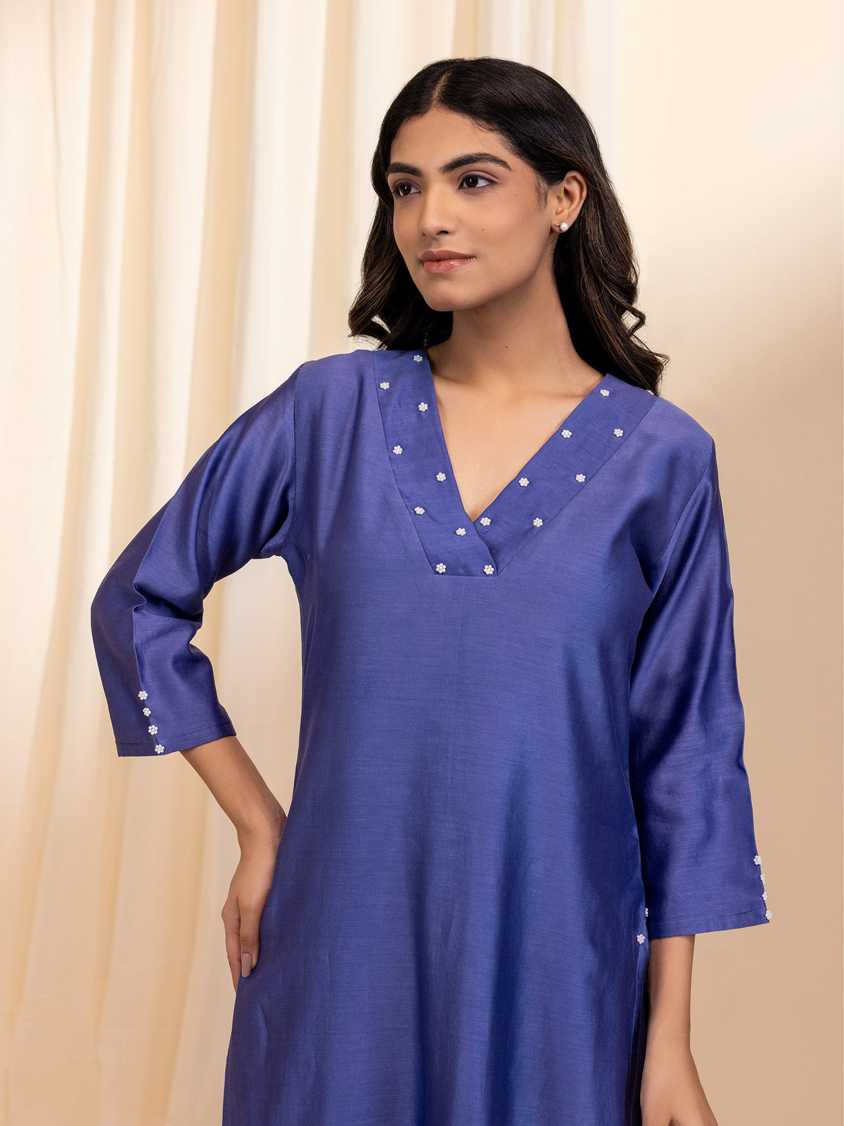 Celebration Purple Chanderi Kurta