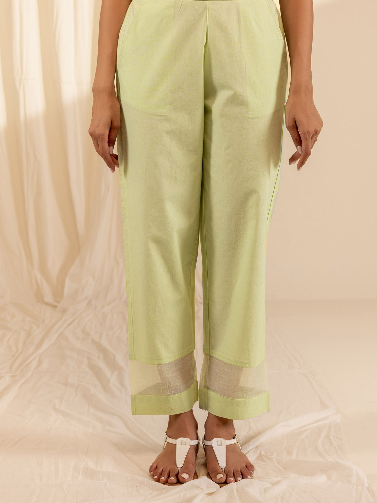 Alice In Wonderland Green Cotton Straight Pant