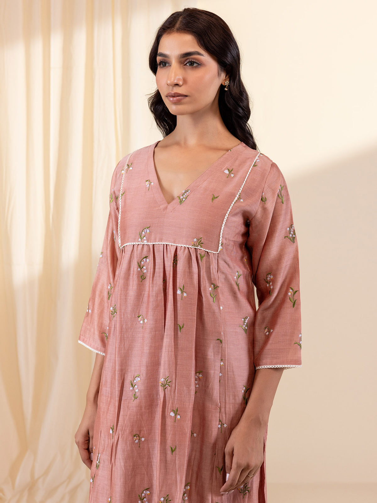 Alice In Wonderland Peach Chanderi Kurta
