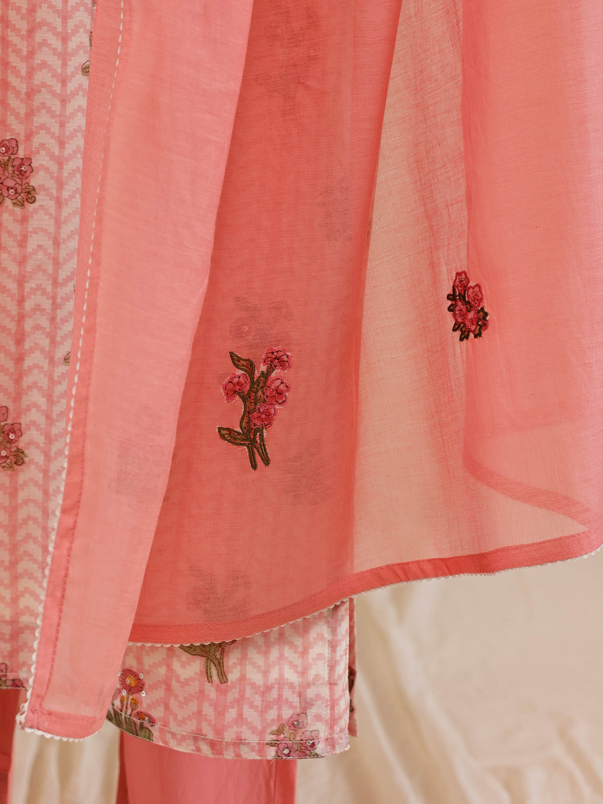Fussy Fusion Peach Chanderi Dupatta