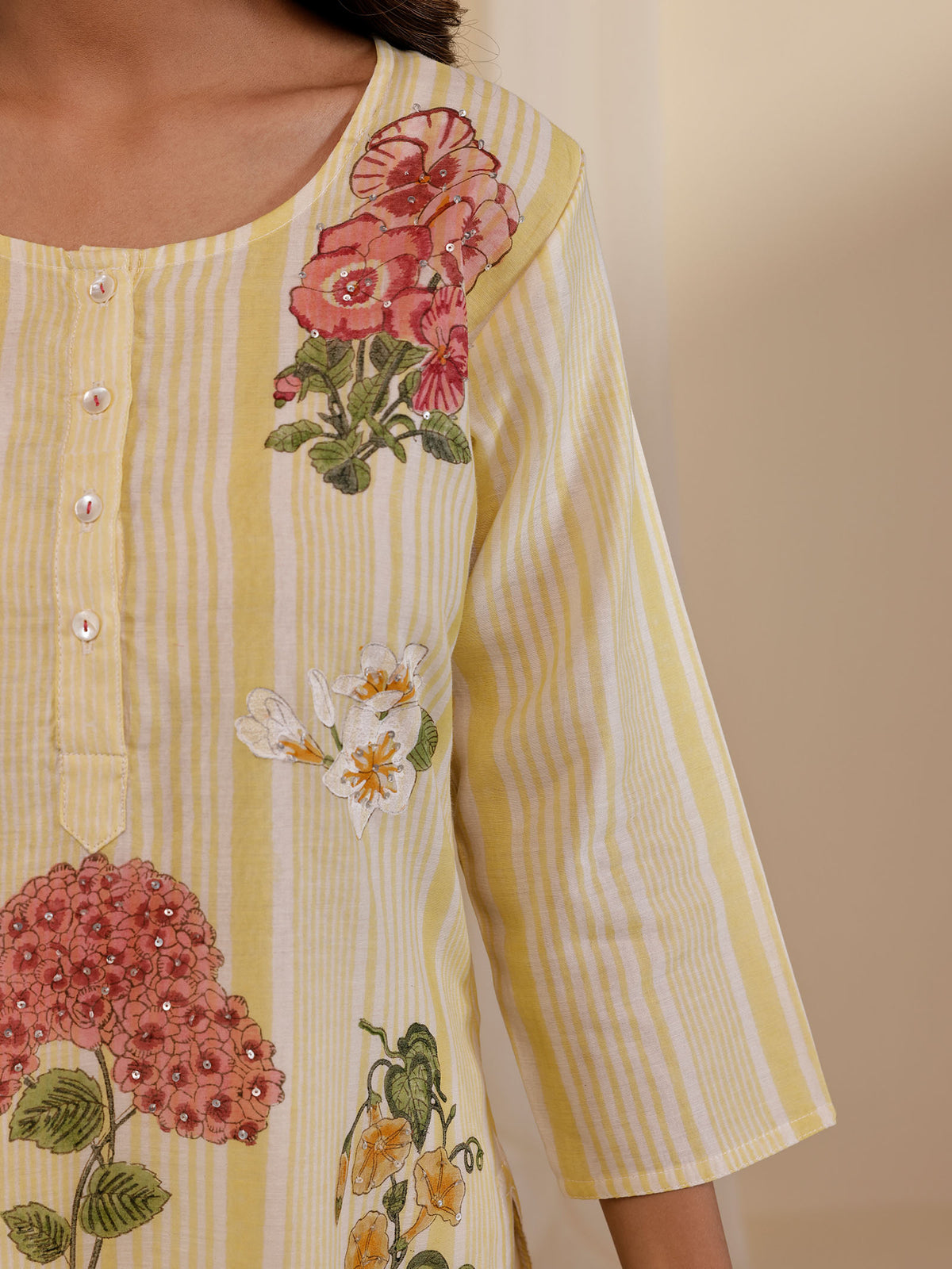 Fussy Fusion Yellow Chanderi Kurta
