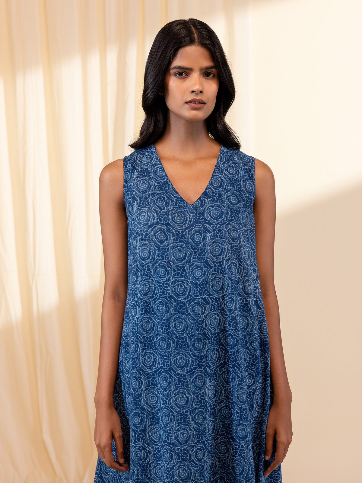 Indigo Roses Voile Dress