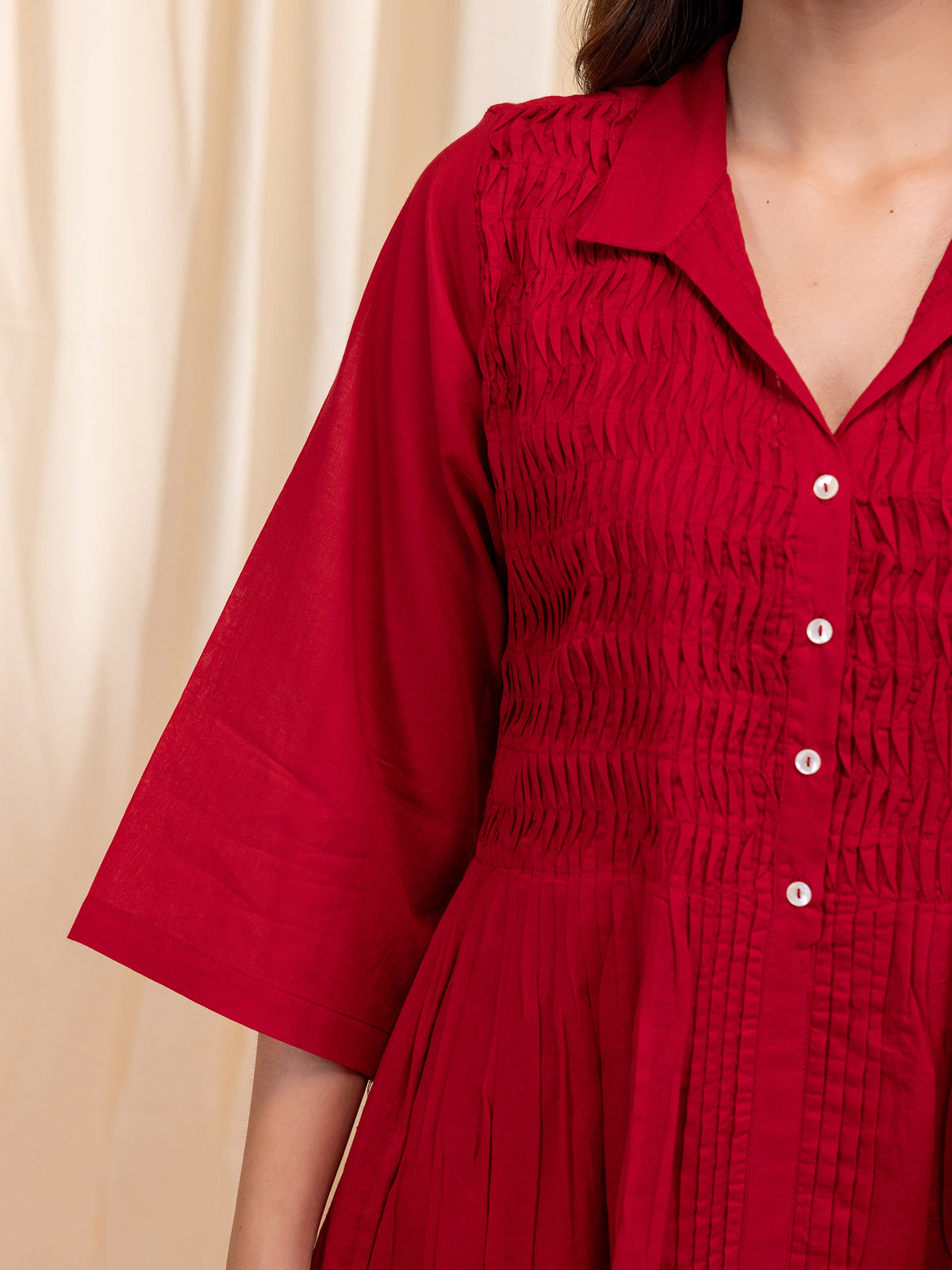Colour Bracket Red Waves Voile Kurta