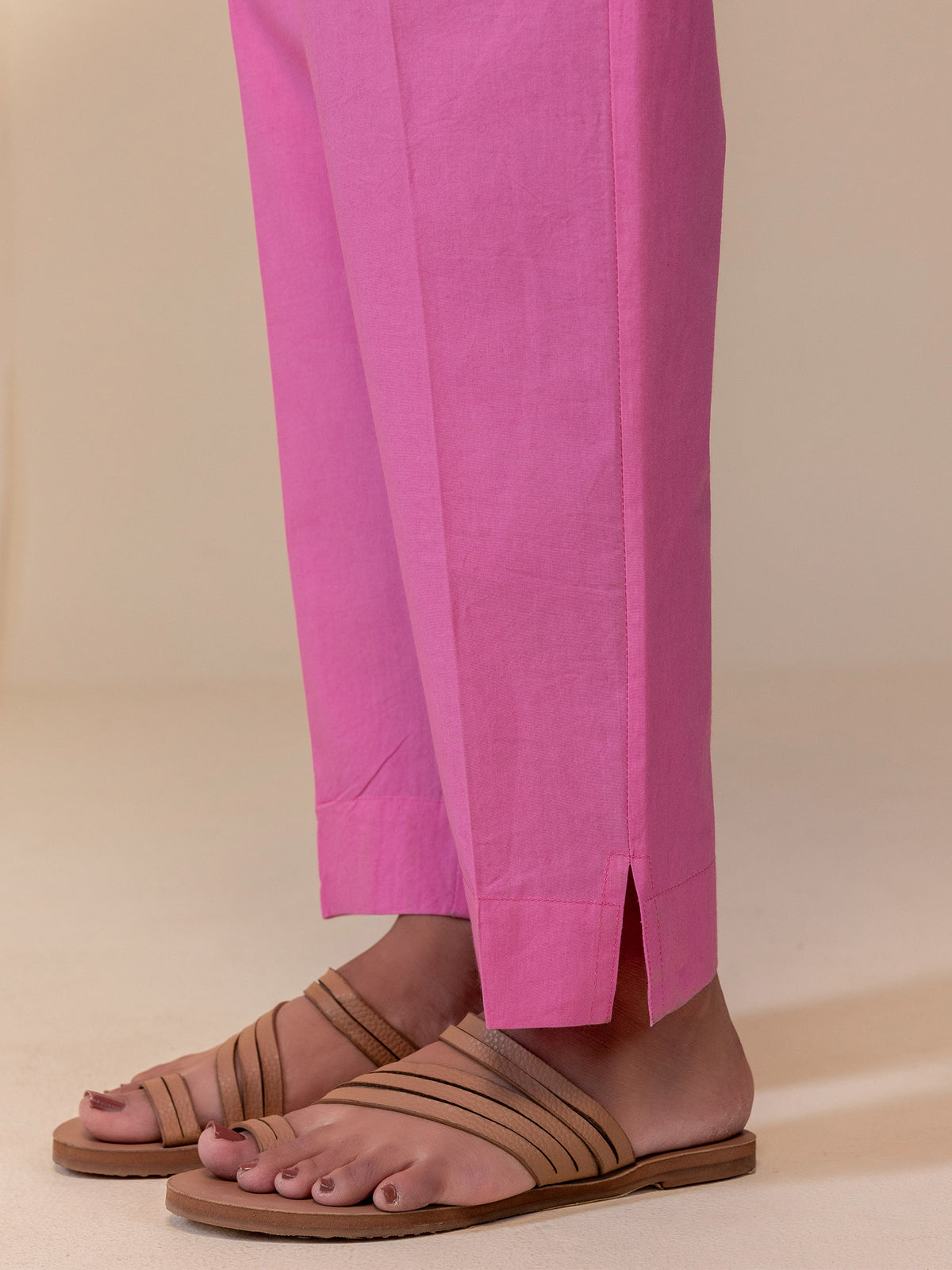 The Artisans Blush Cotton Cigarette Pant