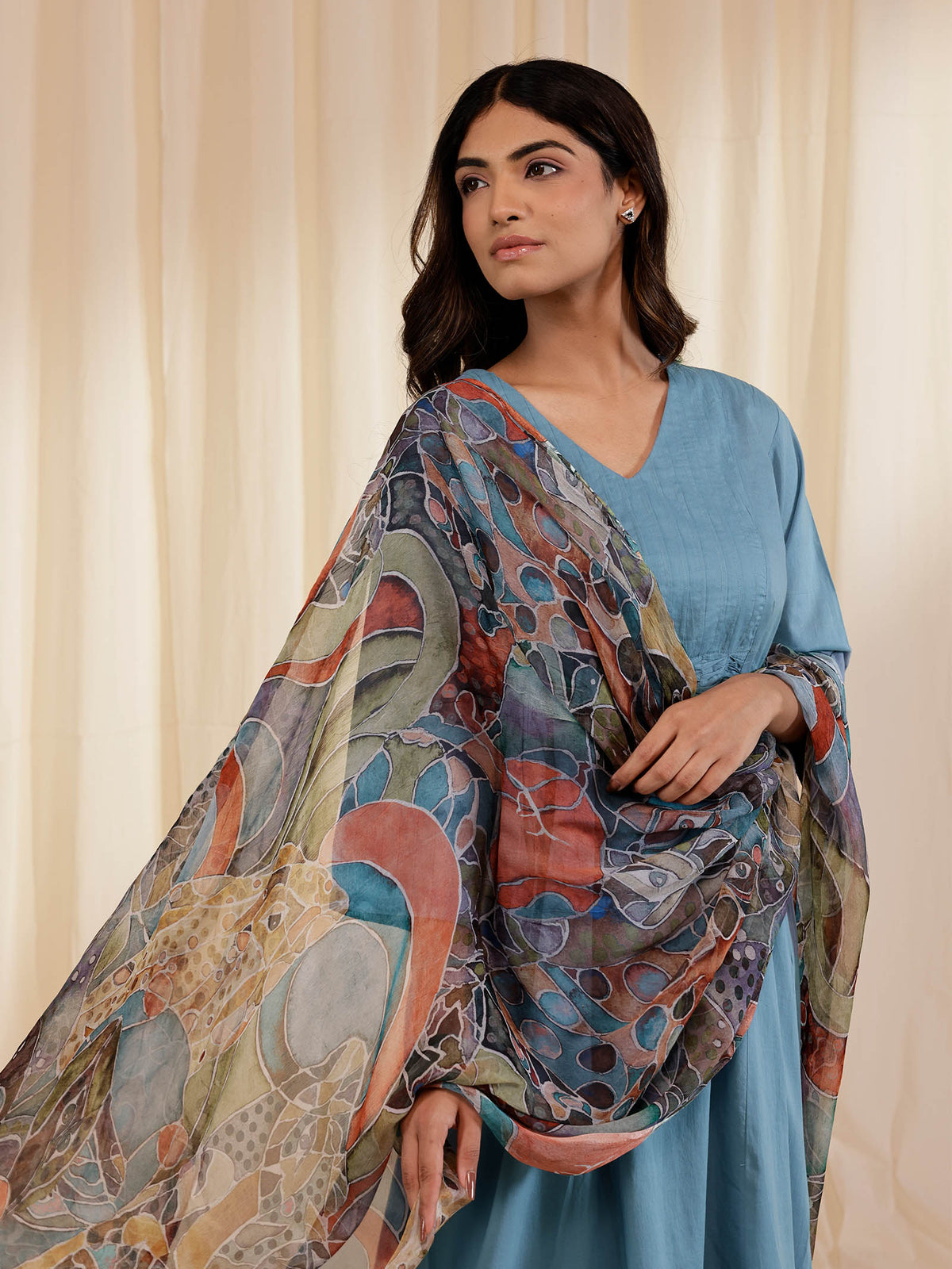 Trance Busy Blue Chiffon Dupatta