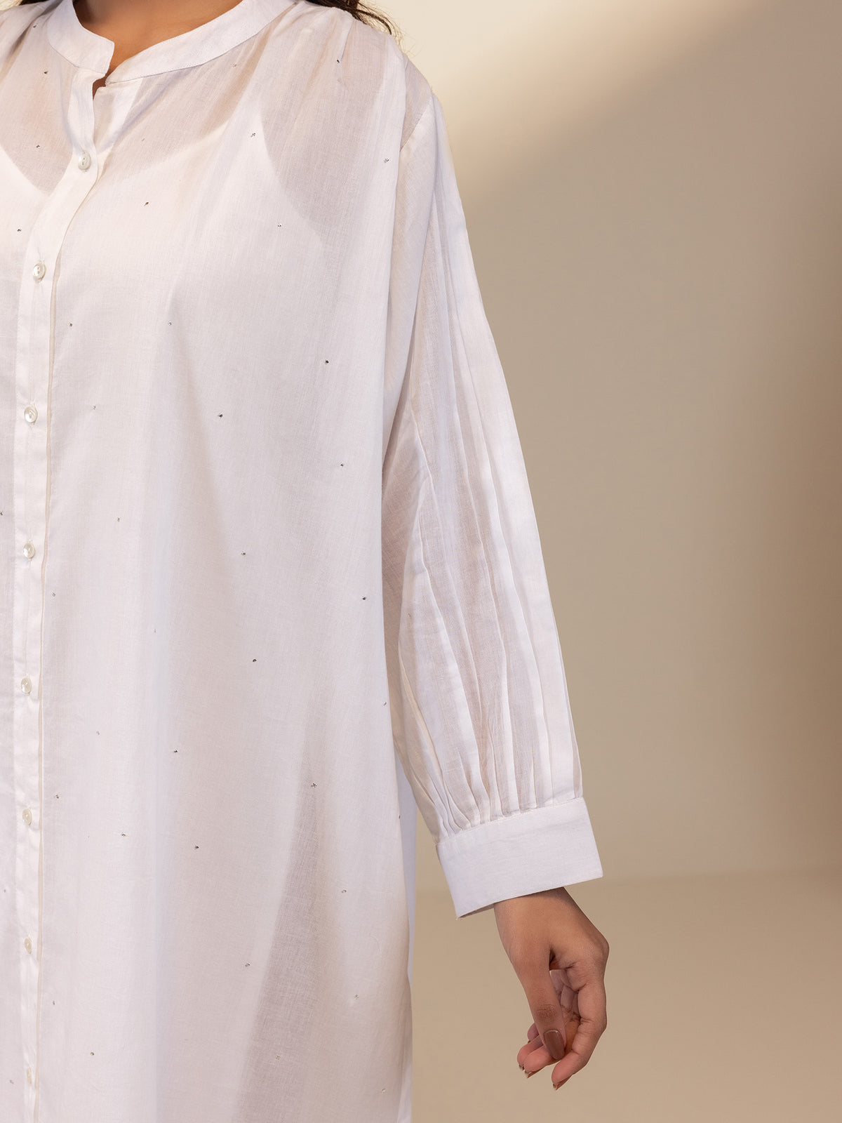 White Wash Mukaish Voile Tunic