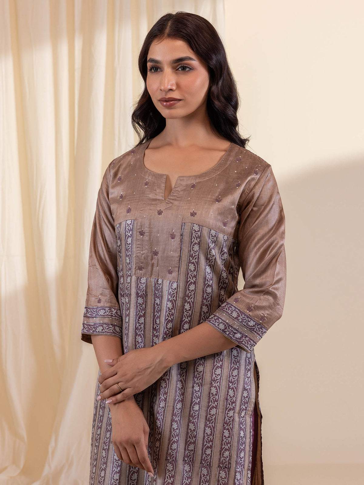Chocolate Tussar Silk Kurta