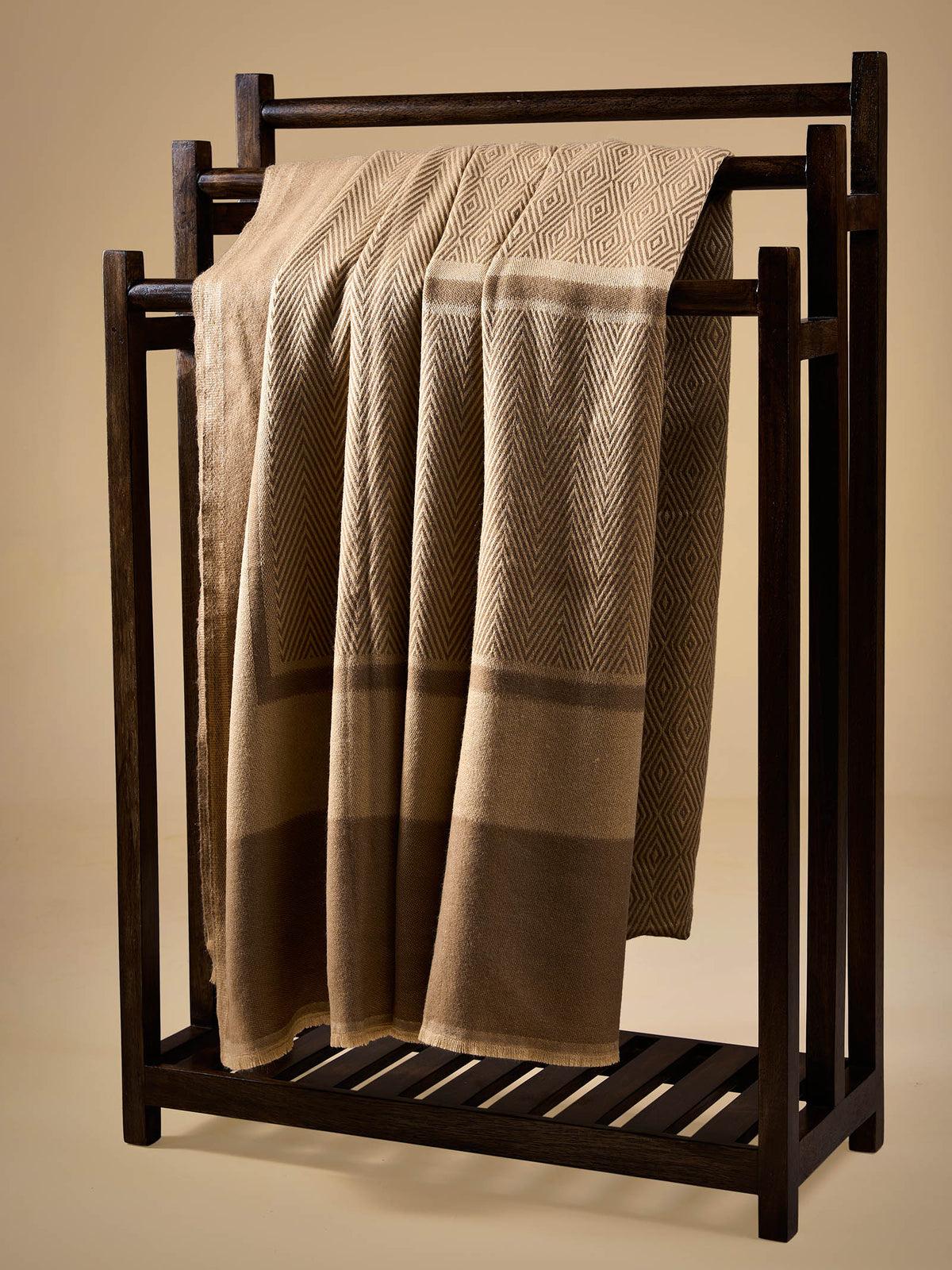 Woollen Throw Handloom- Beige