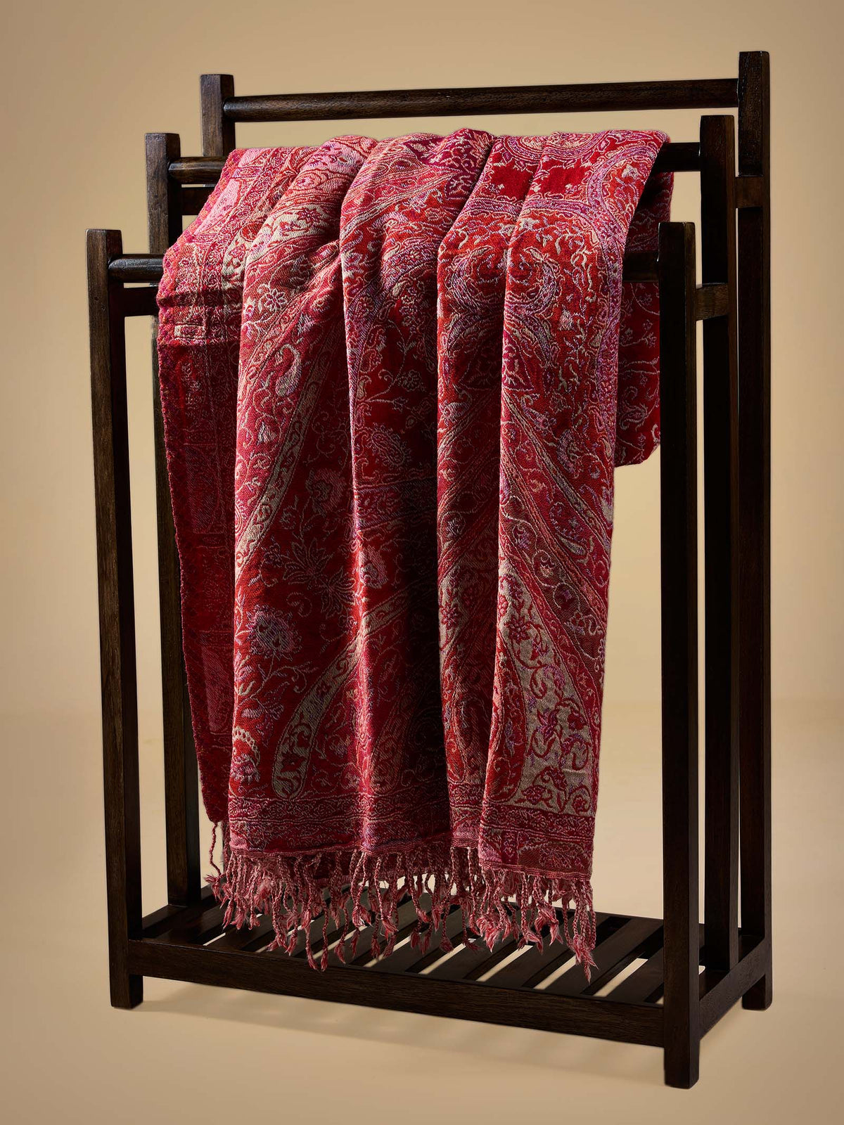 Woollen Throw Jamawar Weaves - Red