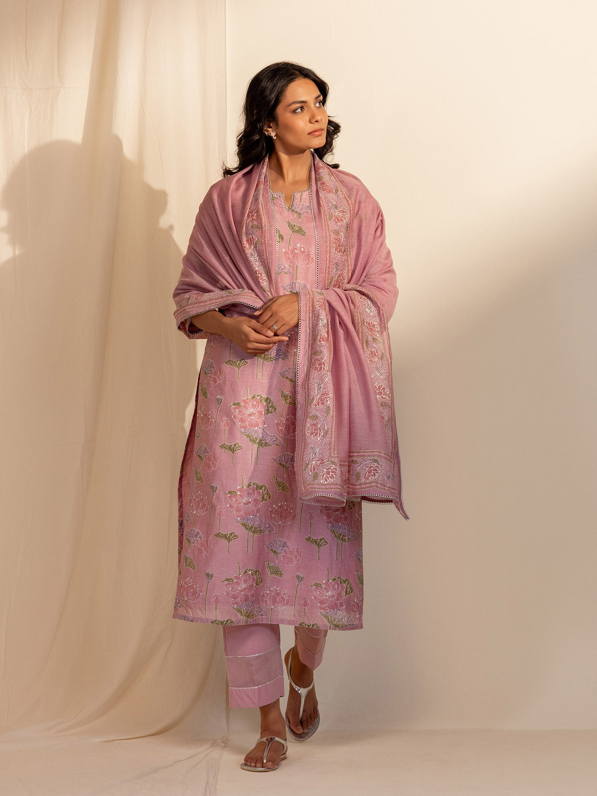 Silver Smith Pink Chanderi Dupatta