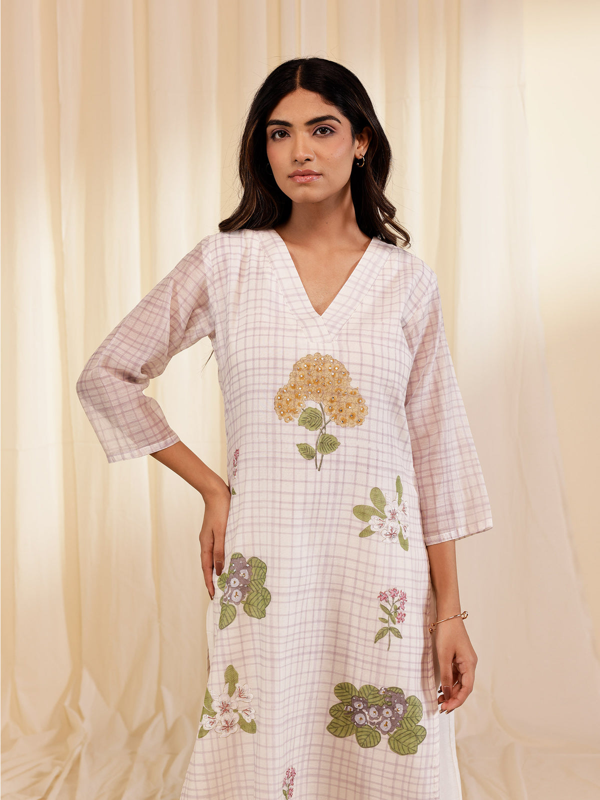 Fussy Fusion Lavender Chanderi Kurta