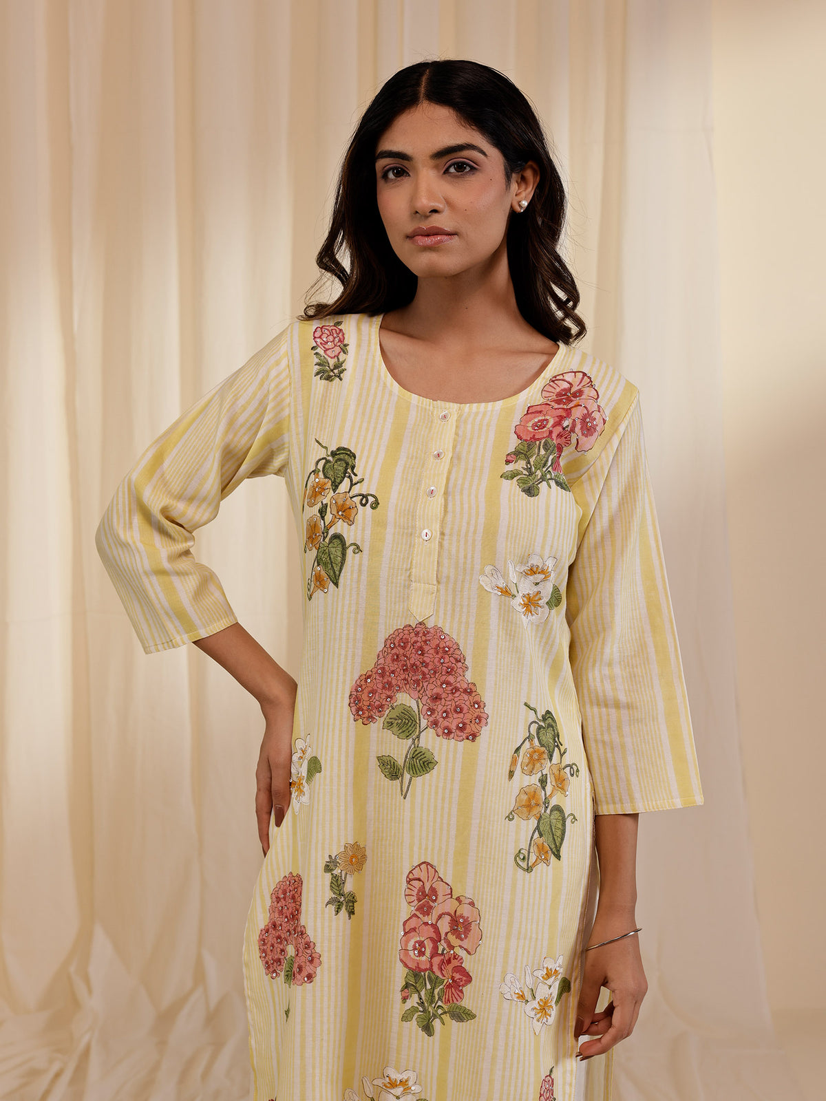 Fussy Fusion Yellow Chanderi Kurta