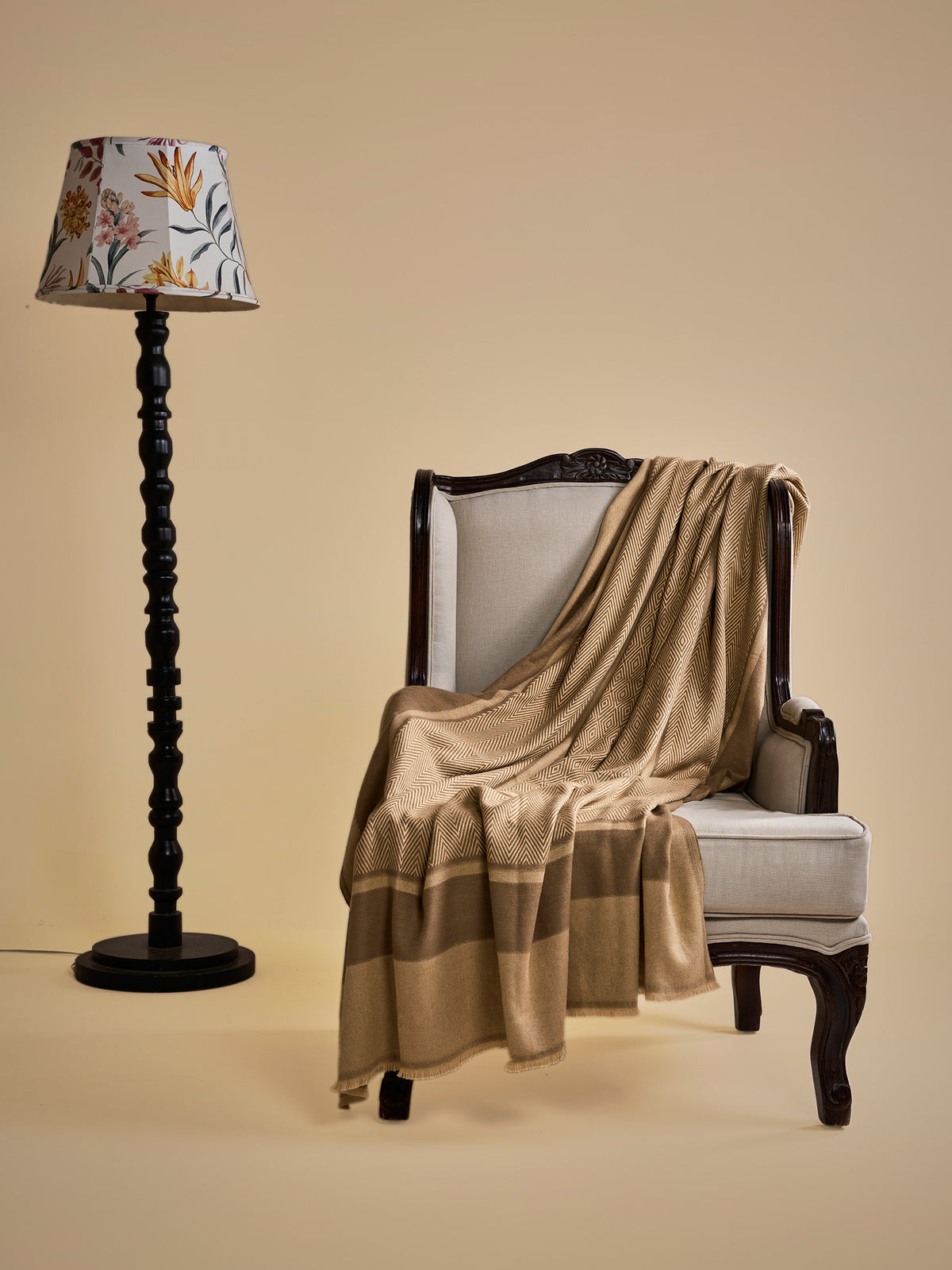 Woollen Throw Handloom- Beige