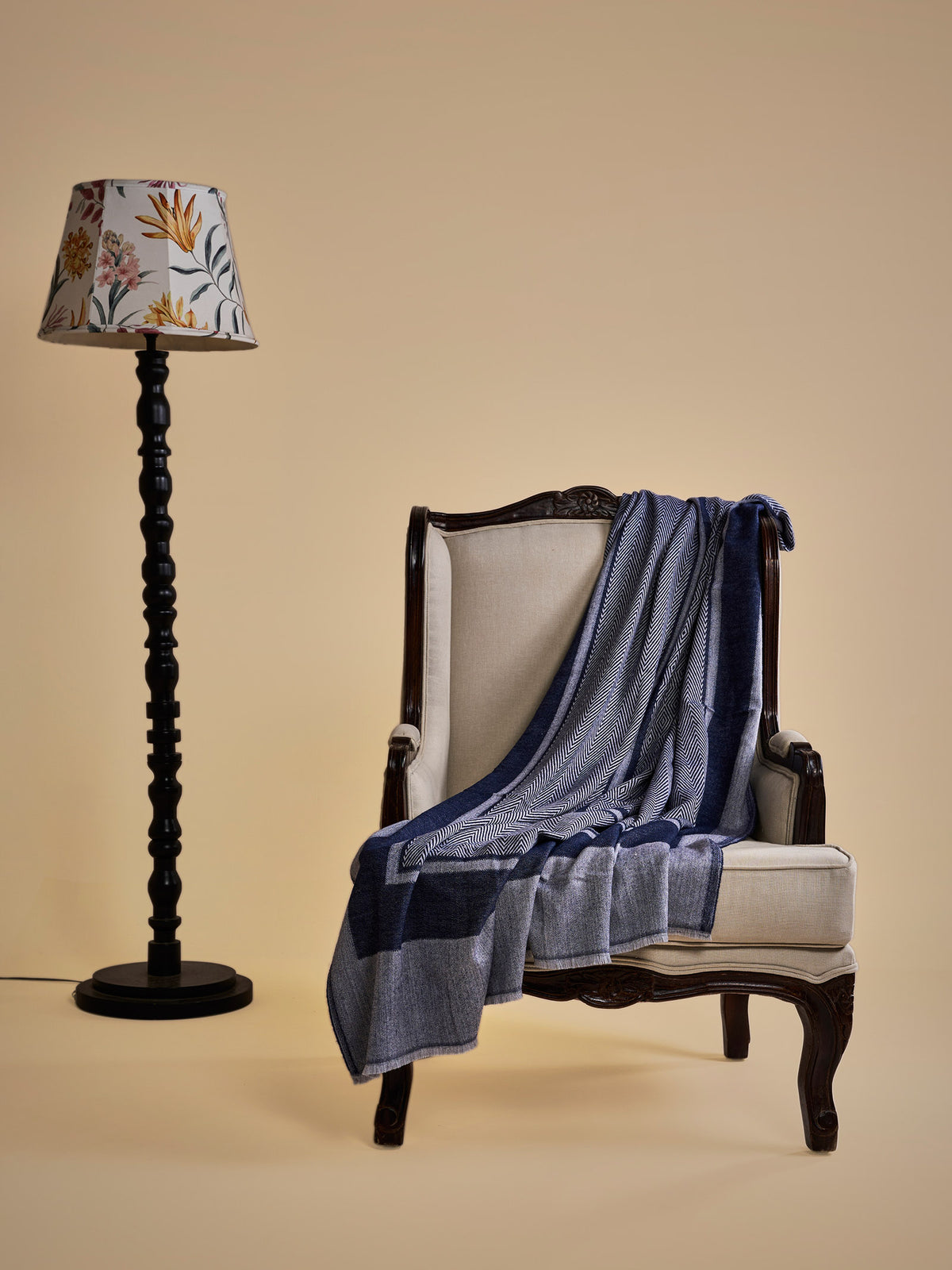 Woollen Throw Handloom- Blue
