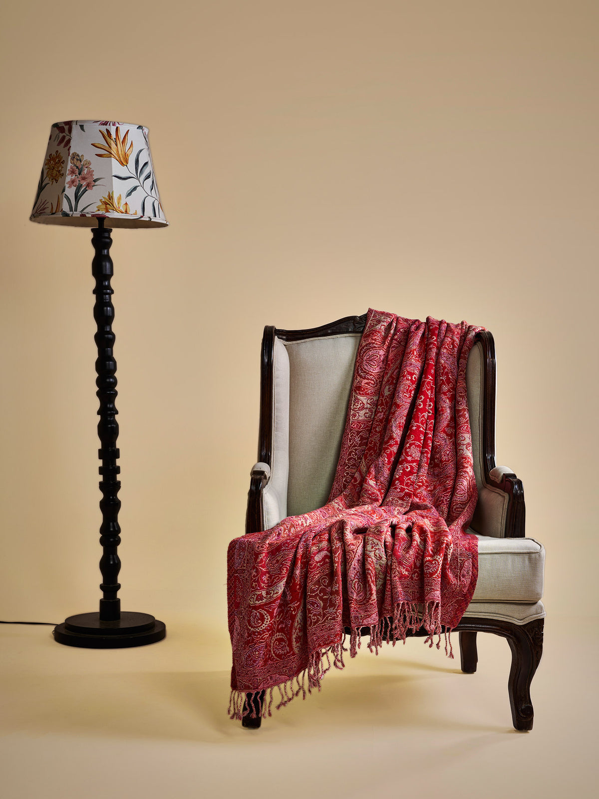 Woollen Throw Jamawar Weaves - Red