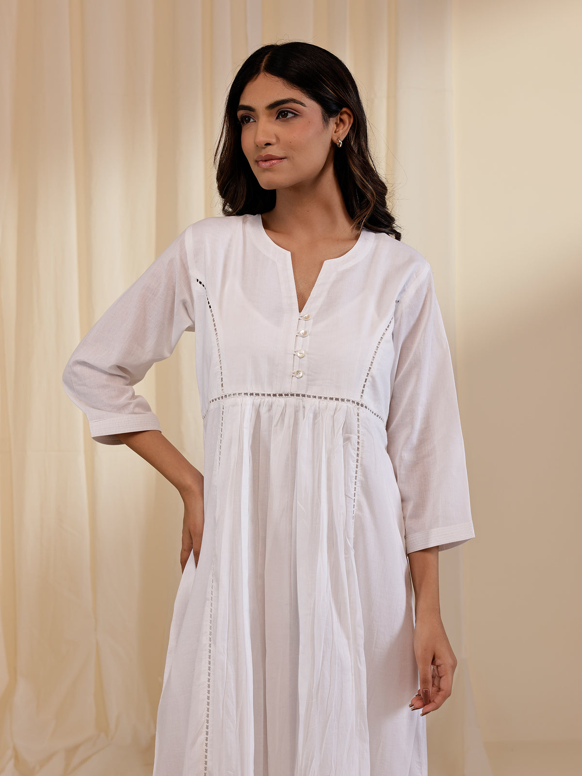 White Wash Frill Voile Dress