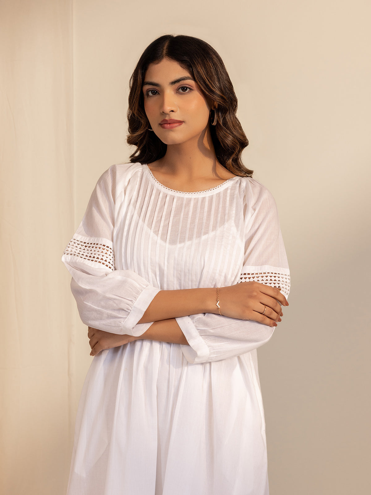 White Wash Lace Voile Dress