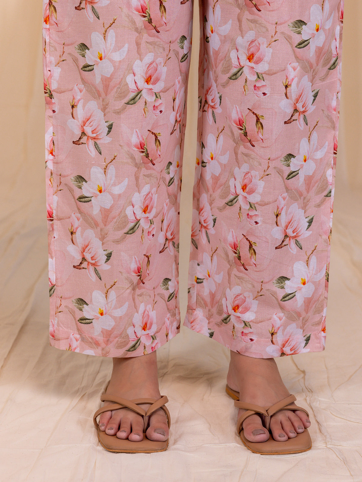 English Peach Collared Voile Night Suit