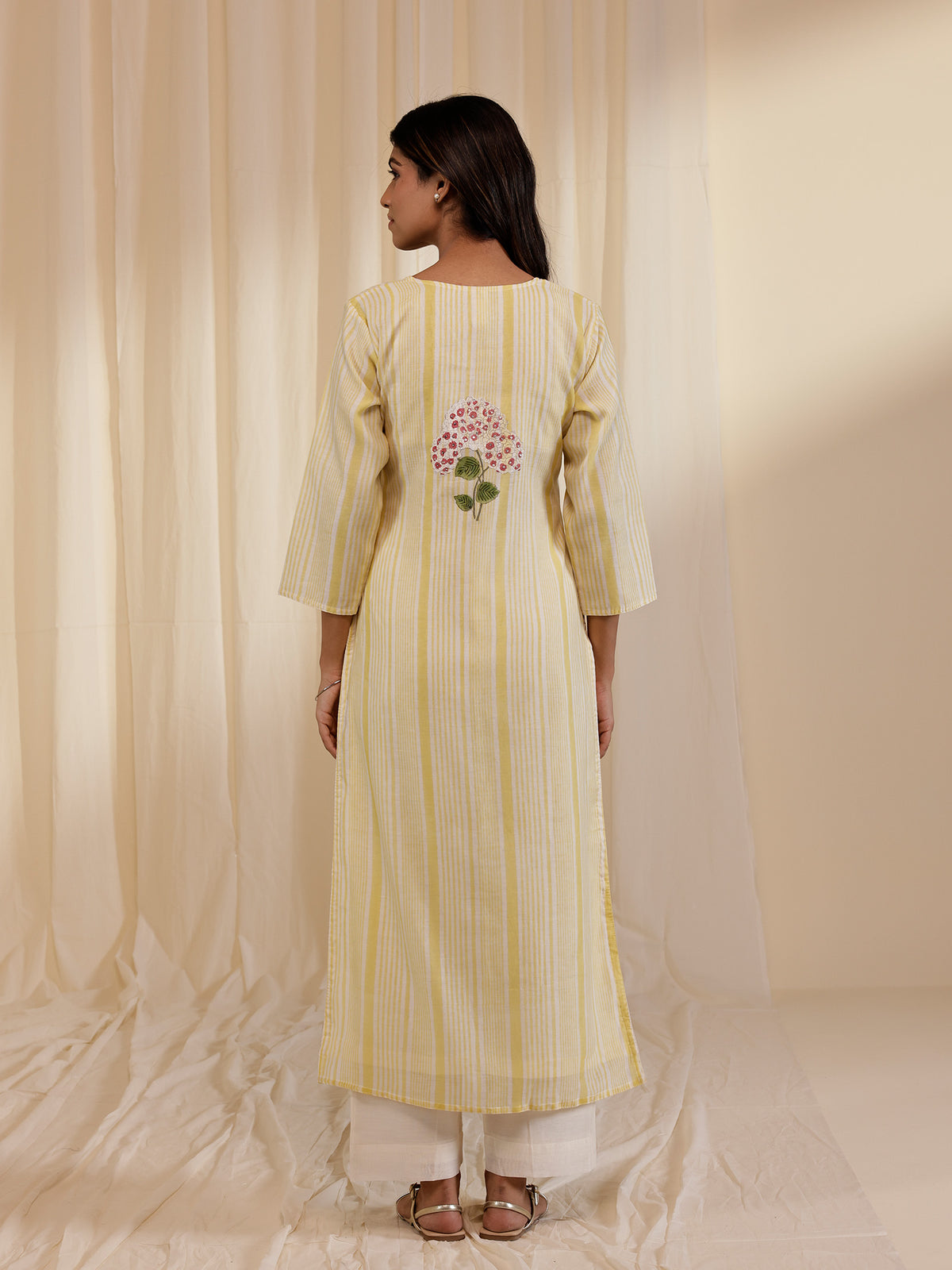 Fussy Fusion Yellow Chanderi Kurta