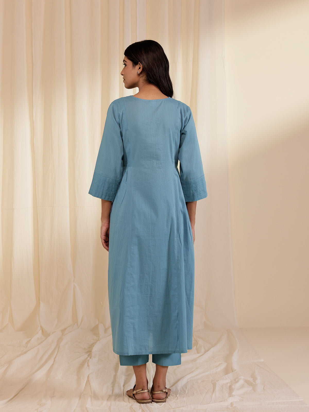 Trance Blue Plain Voile Kurta