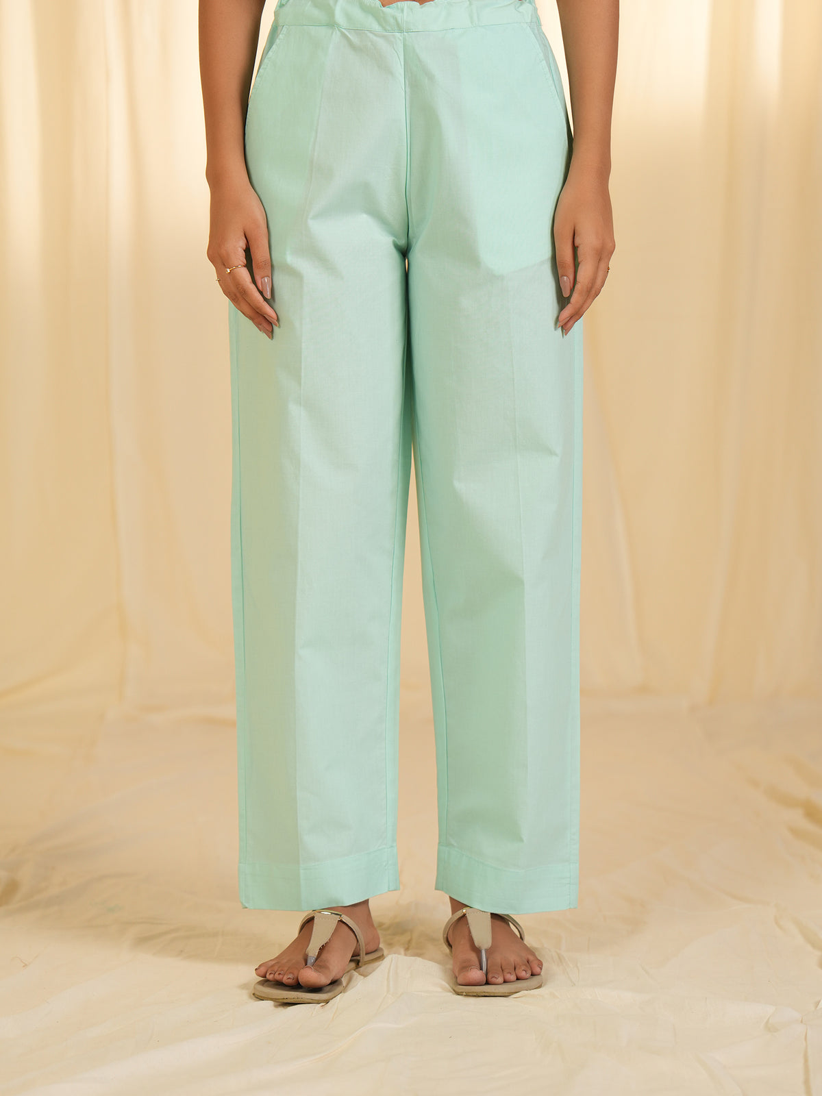 Aqua Rose Cotton Straight Pants
