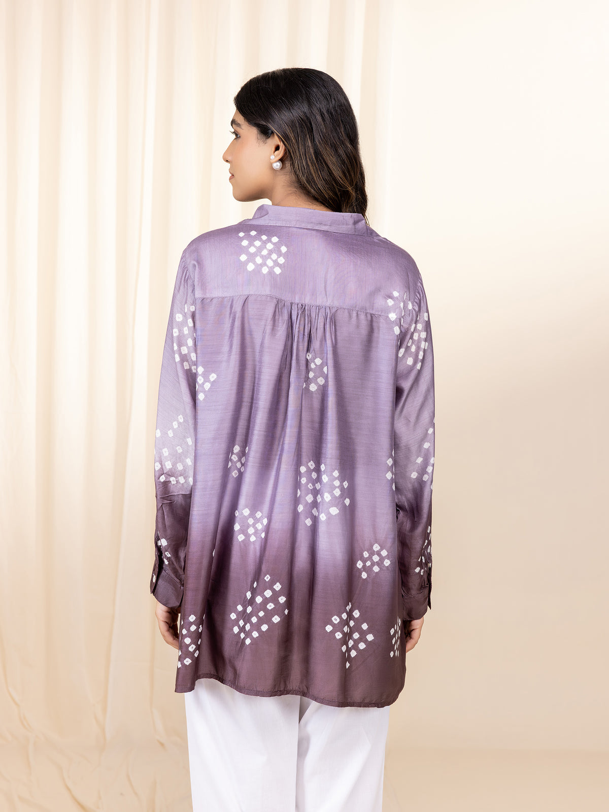 Bandhej Lilac Viscose Silk Shirt