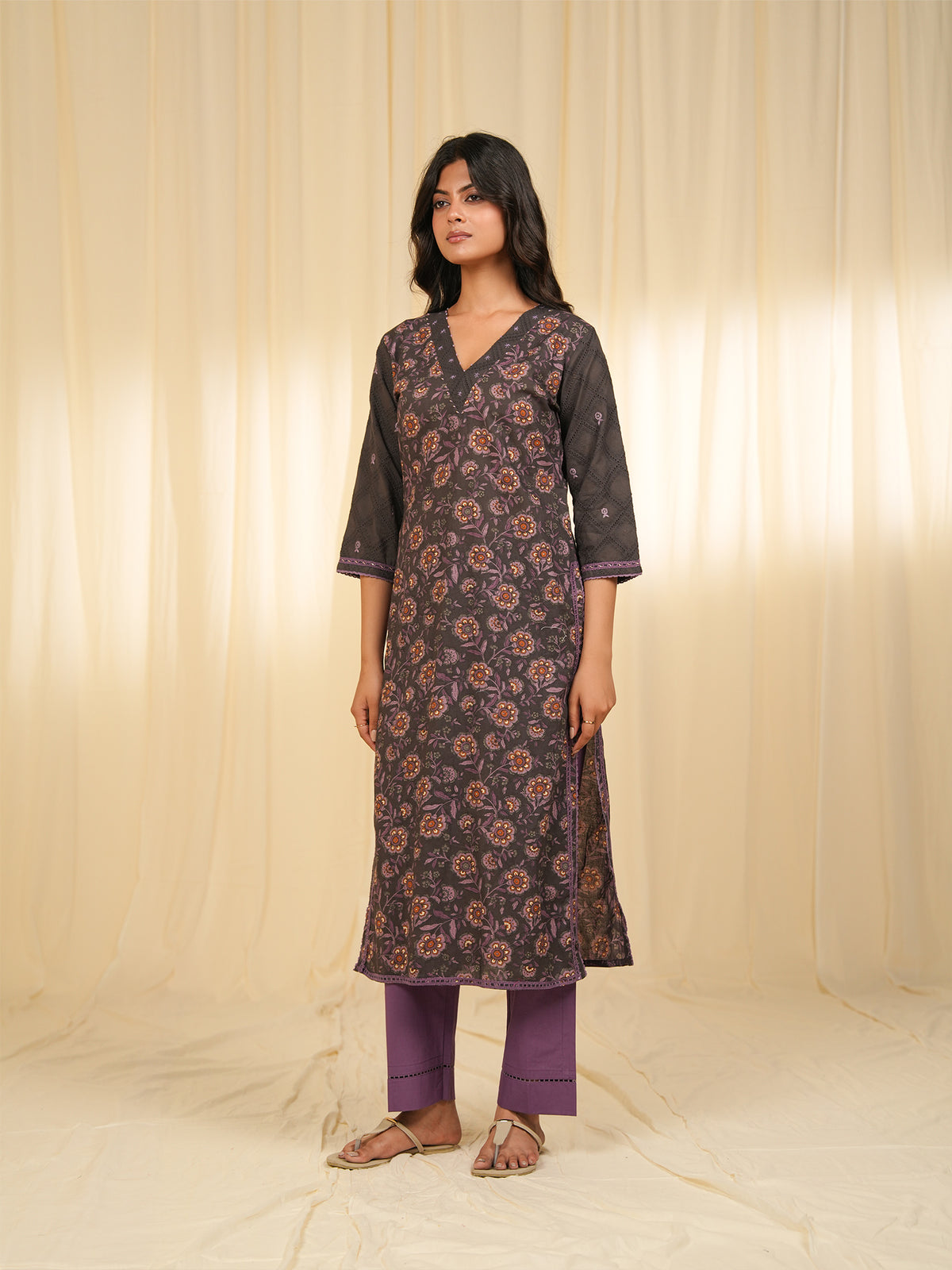 Bandra Brown Cotton Kurta