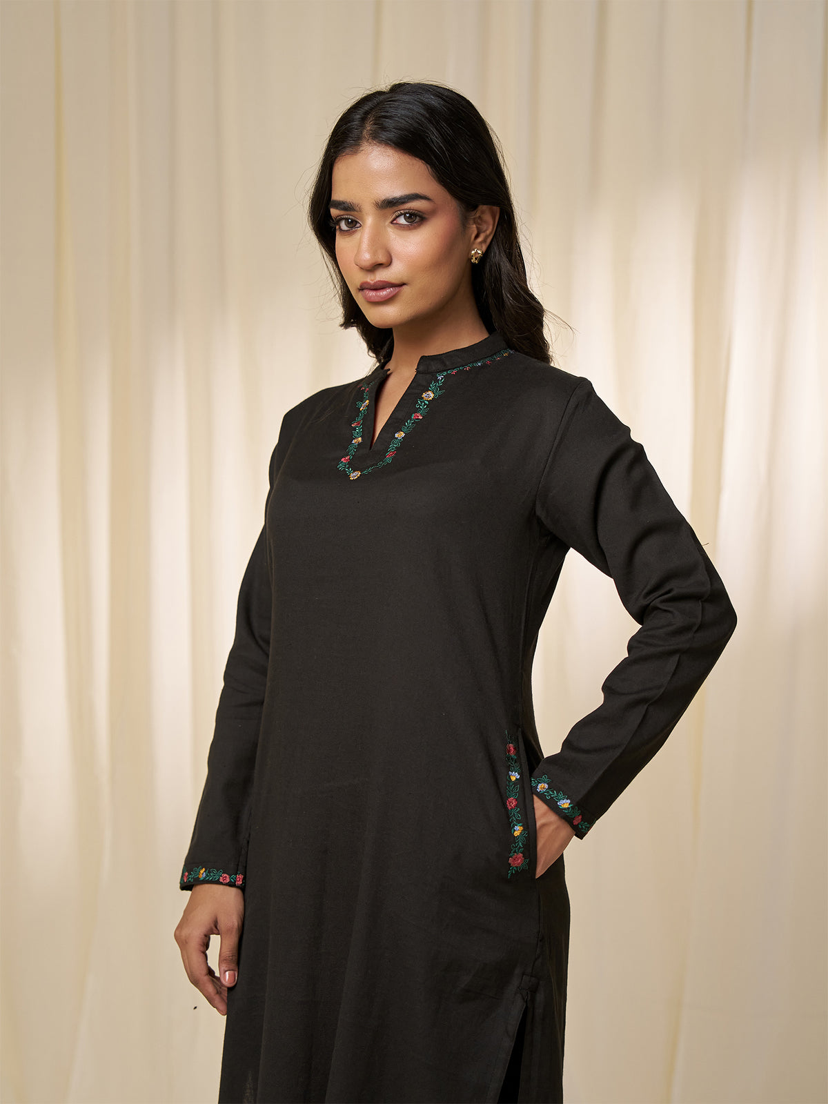 Berry Black Twill Kurta