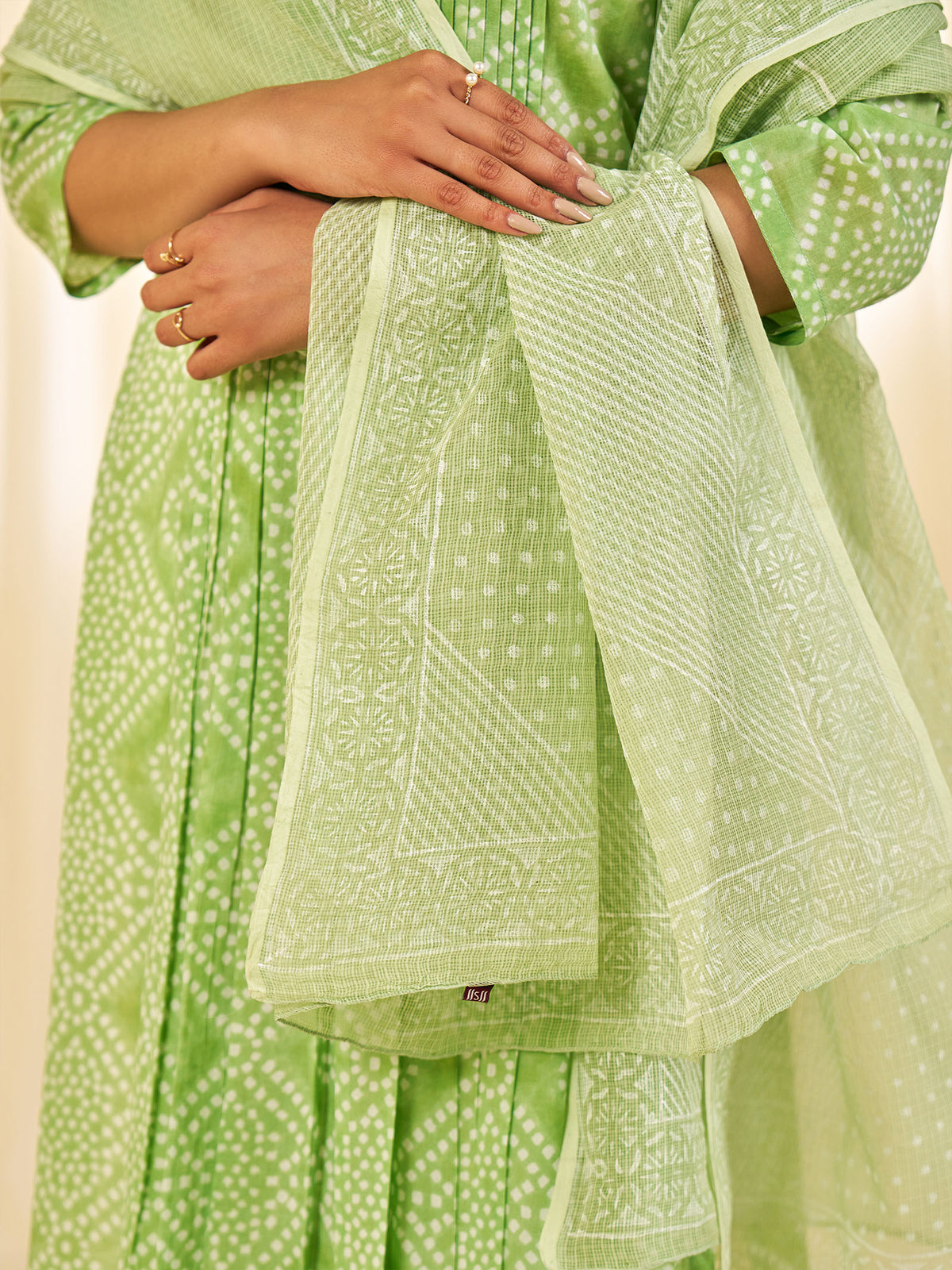 Block Bandhej Green Kota Dupatta