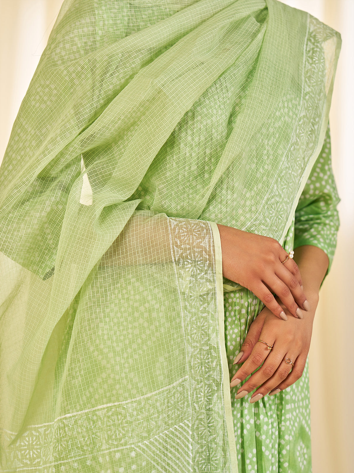 Block Bandhej Green Kota Dupatta
