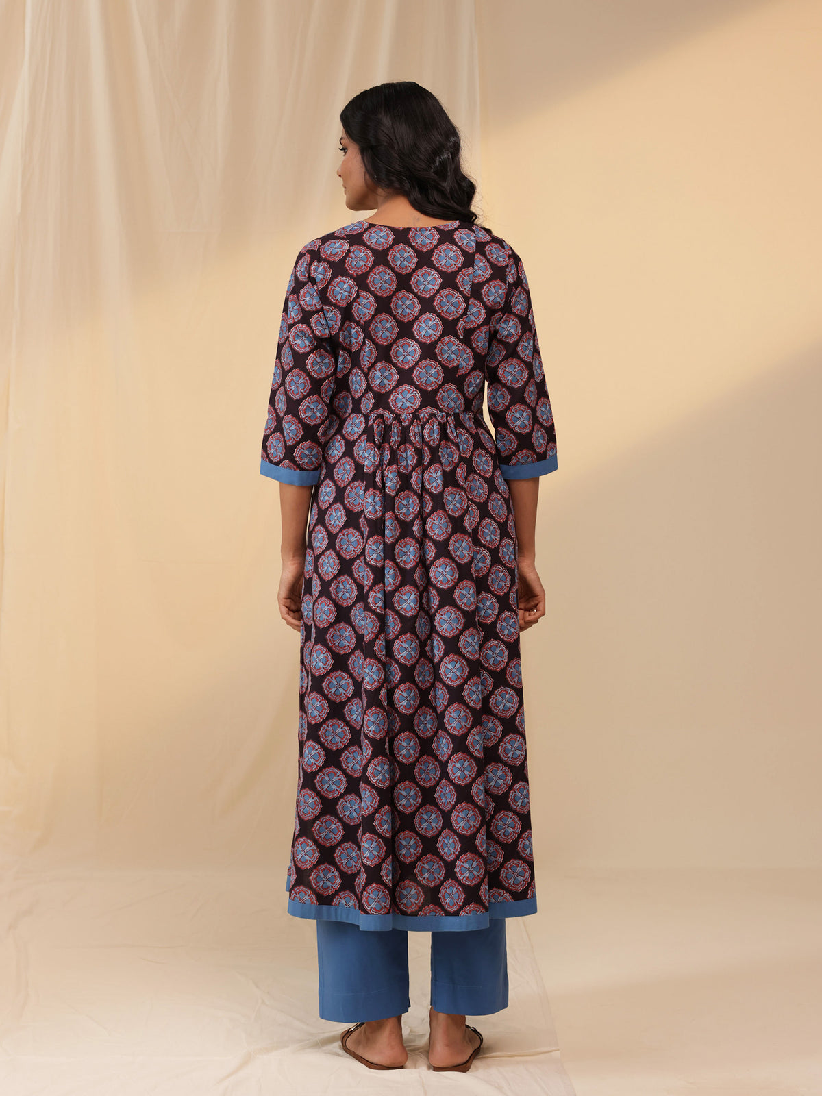 Blue Buttons Cotton Kurta
