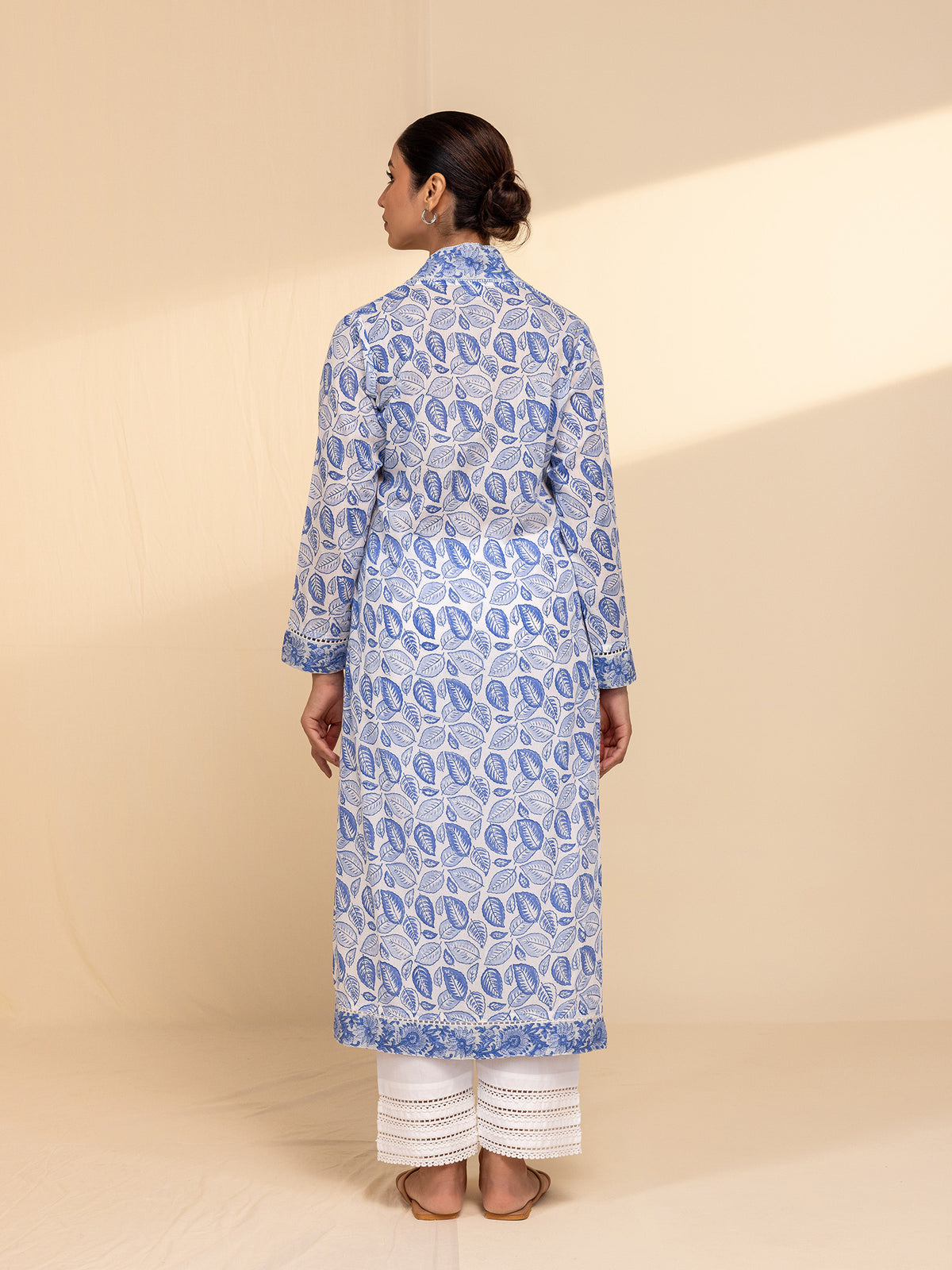 Blue Leaves Voile Kurta
