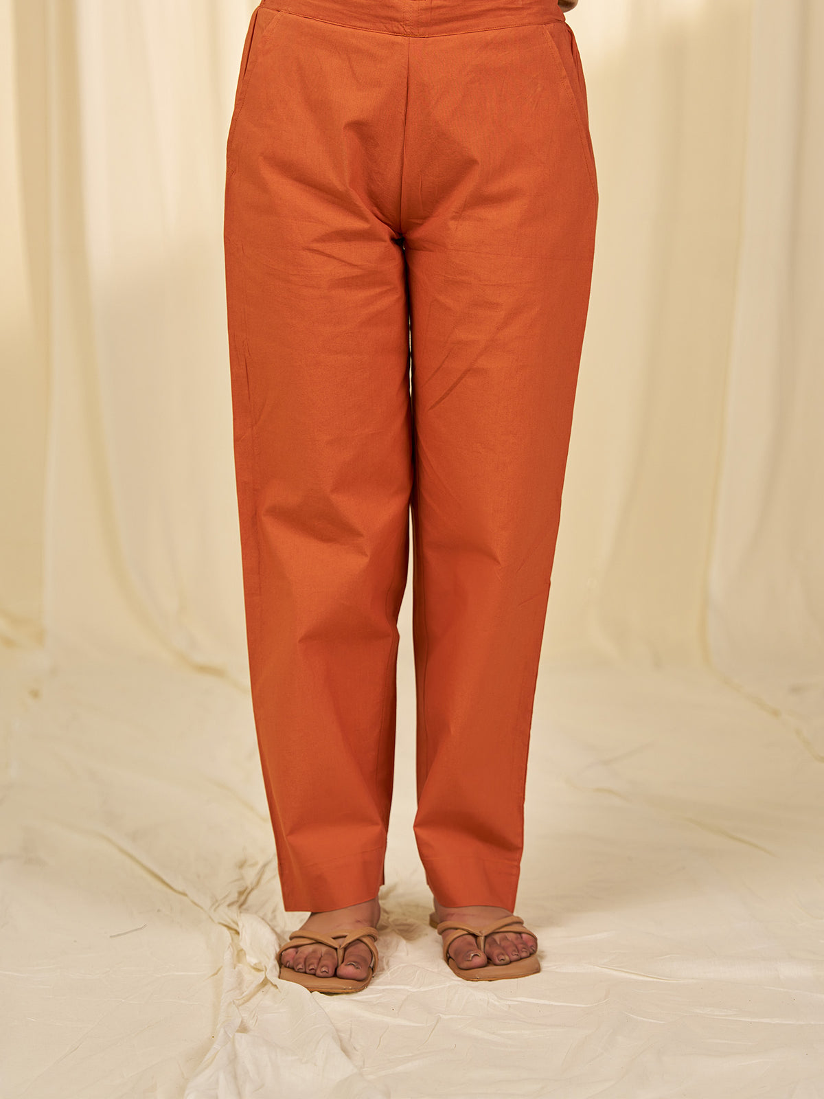 Brick Wall Cotton Straight Pants
