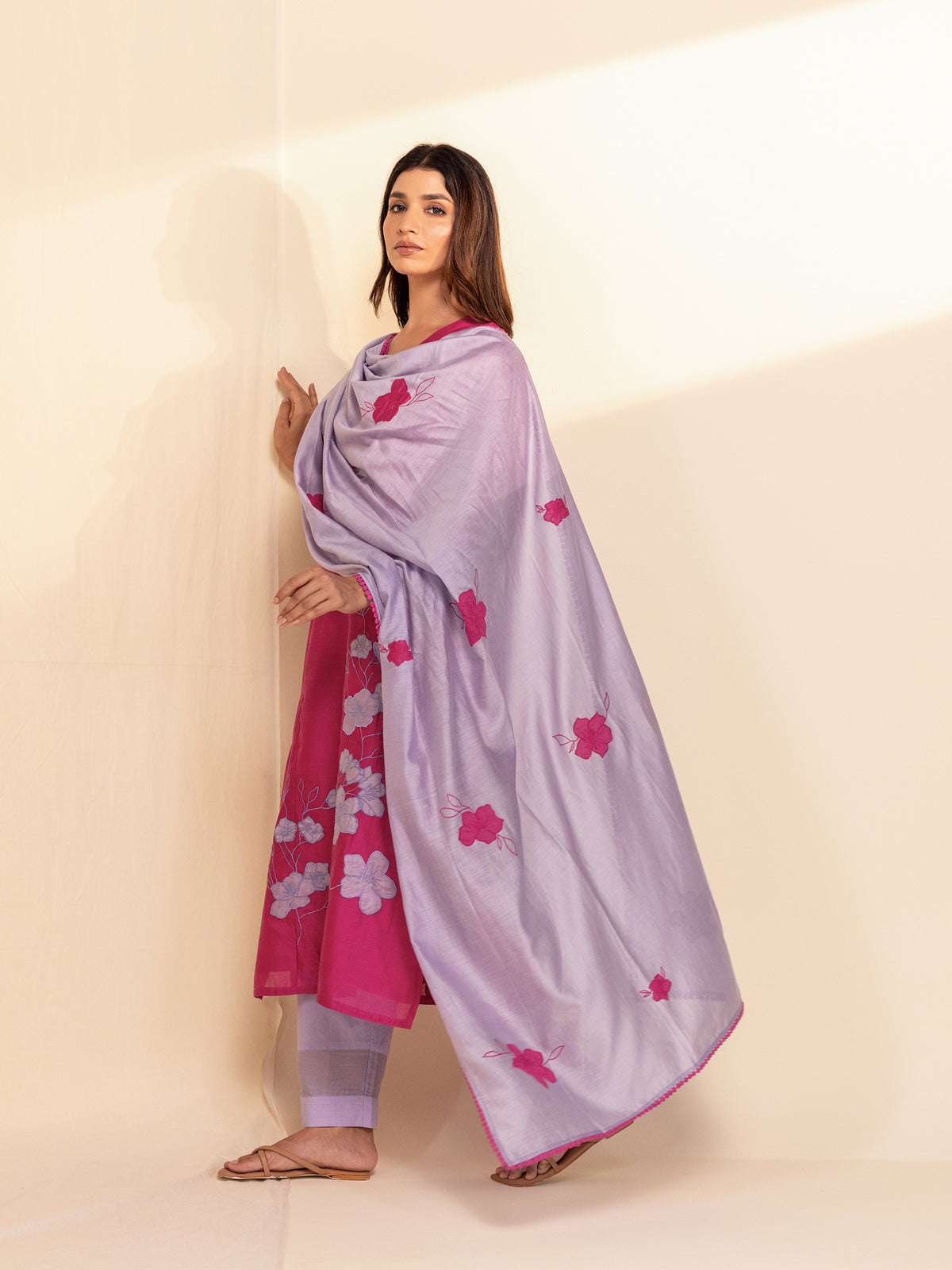 C-B Pink Chanderi Dupatta