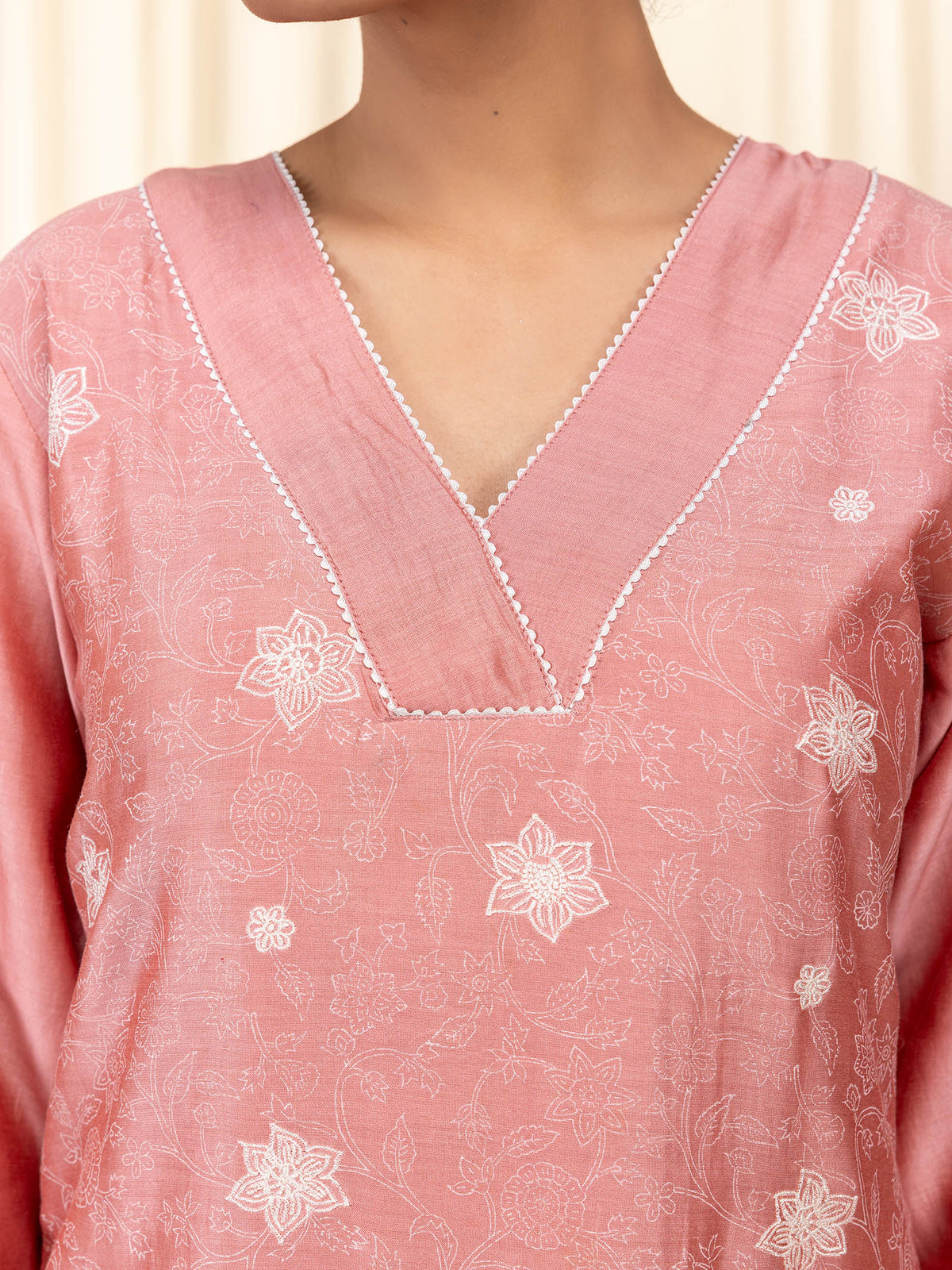 Celebration Peach Chanderi Kurta