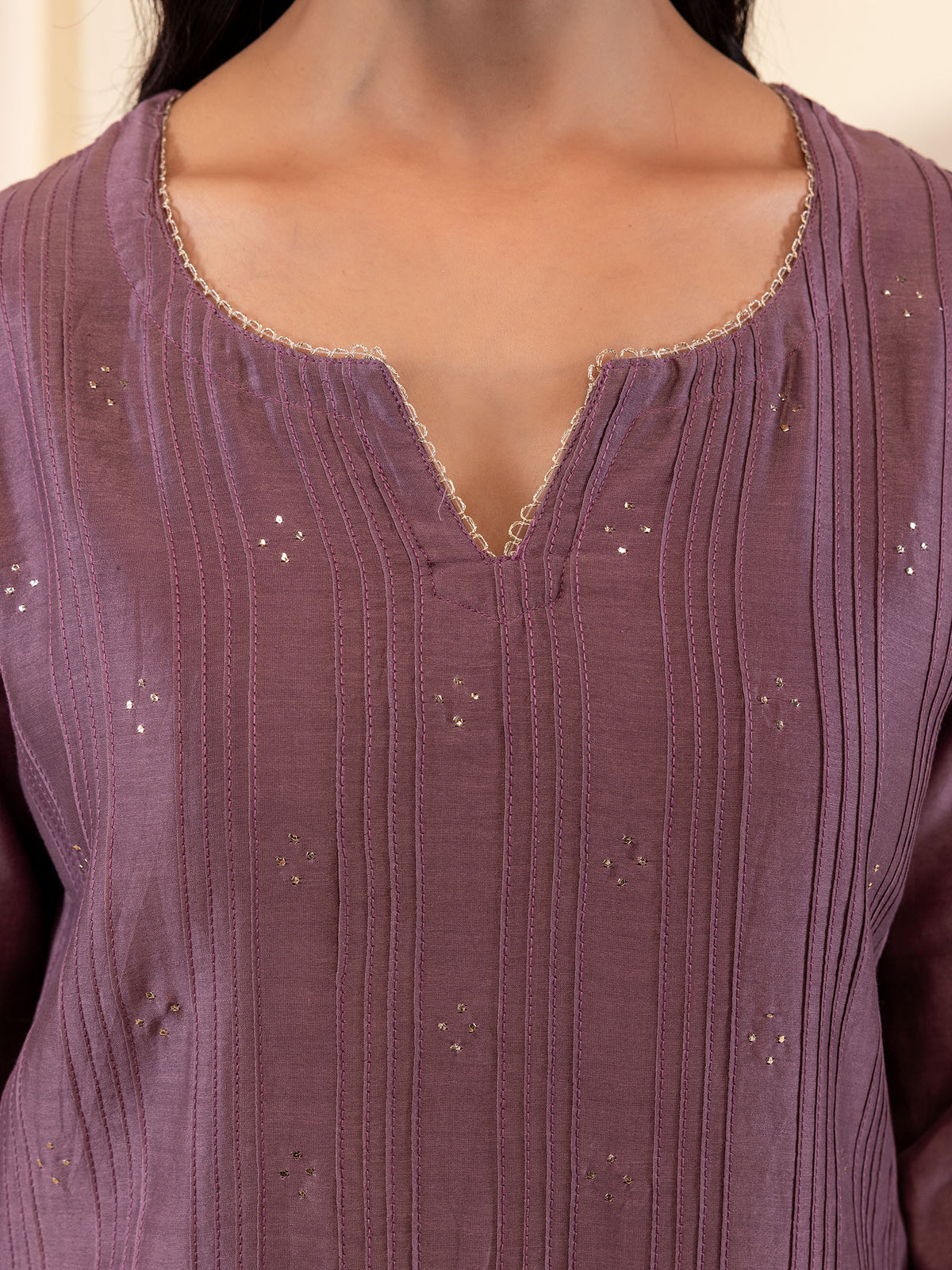 Celebration Violet Chanderi Kurta