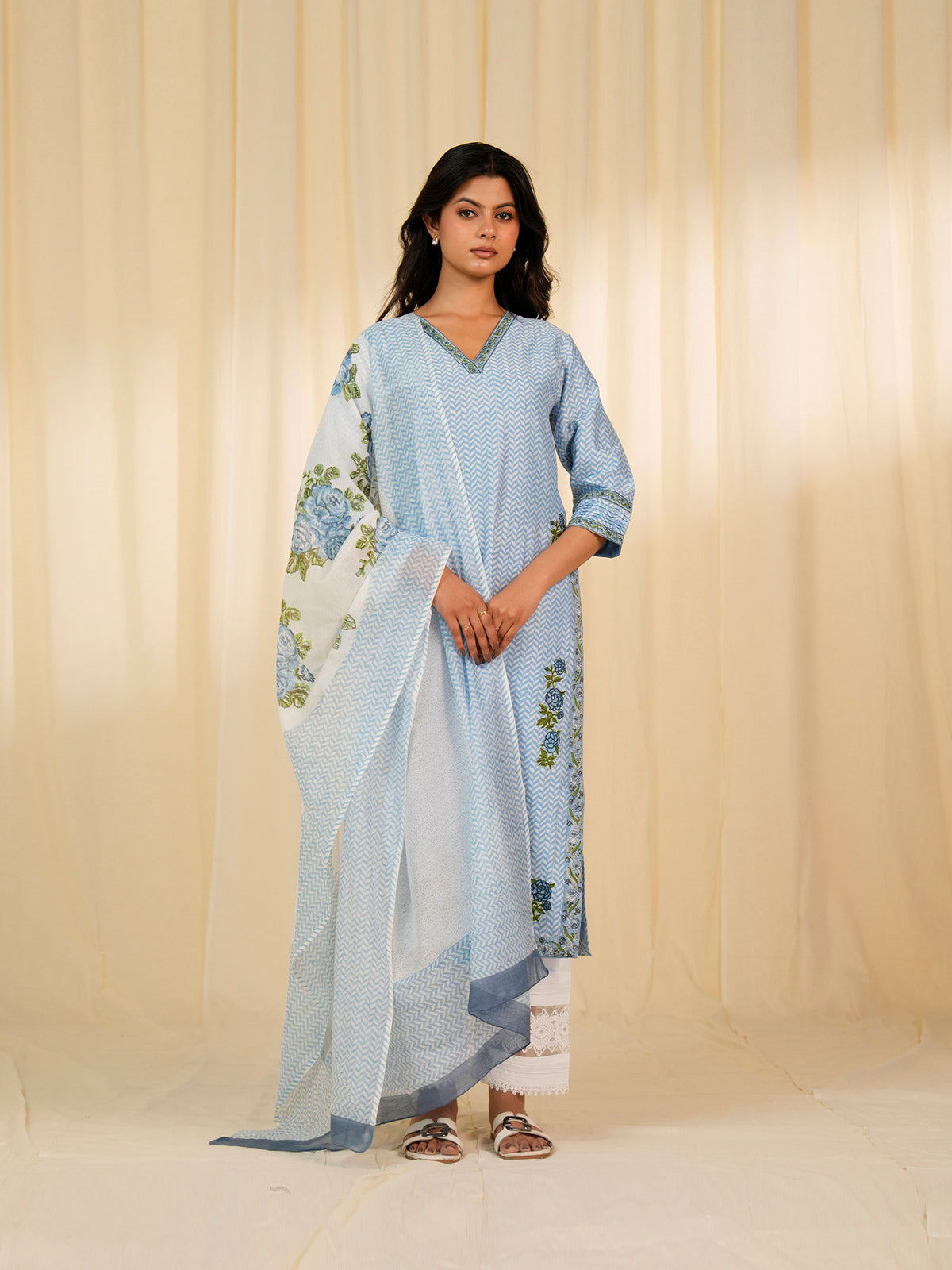 Celeste Aasmani Chanderi Kurta