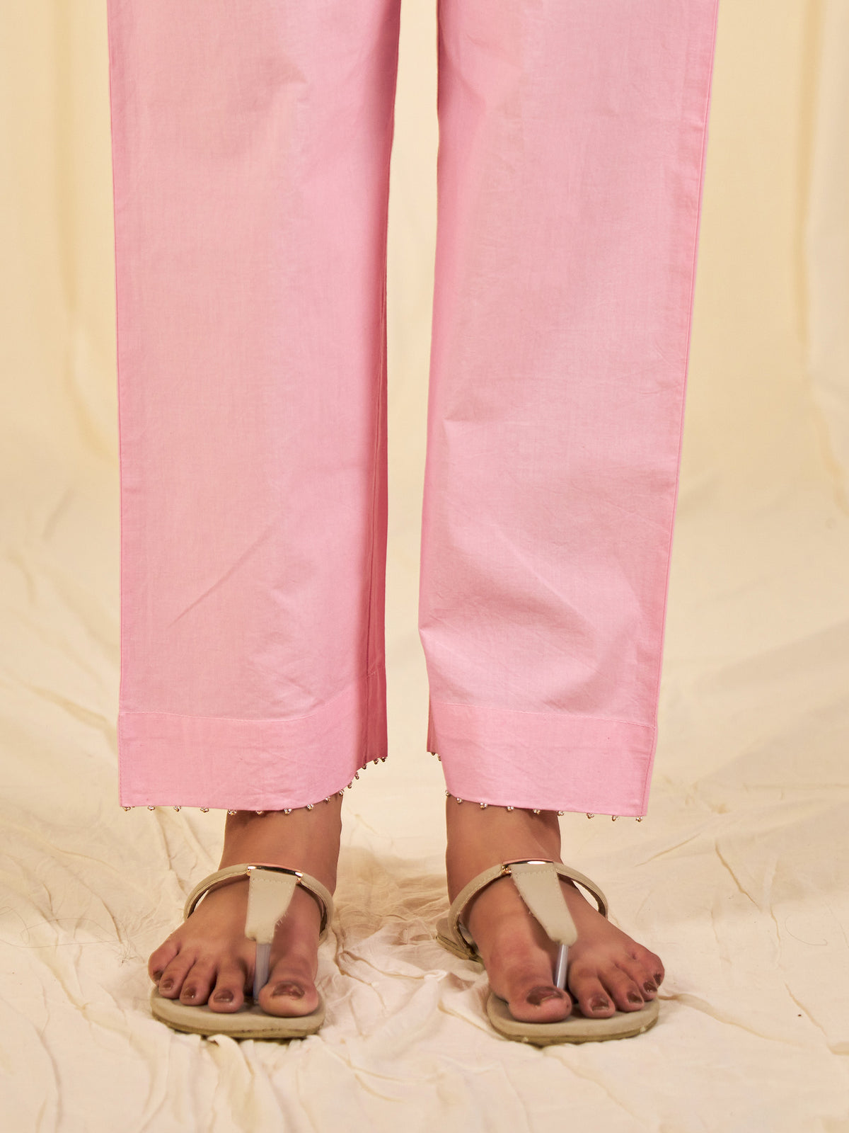 Chhoti Pink Cotton Straight Pants