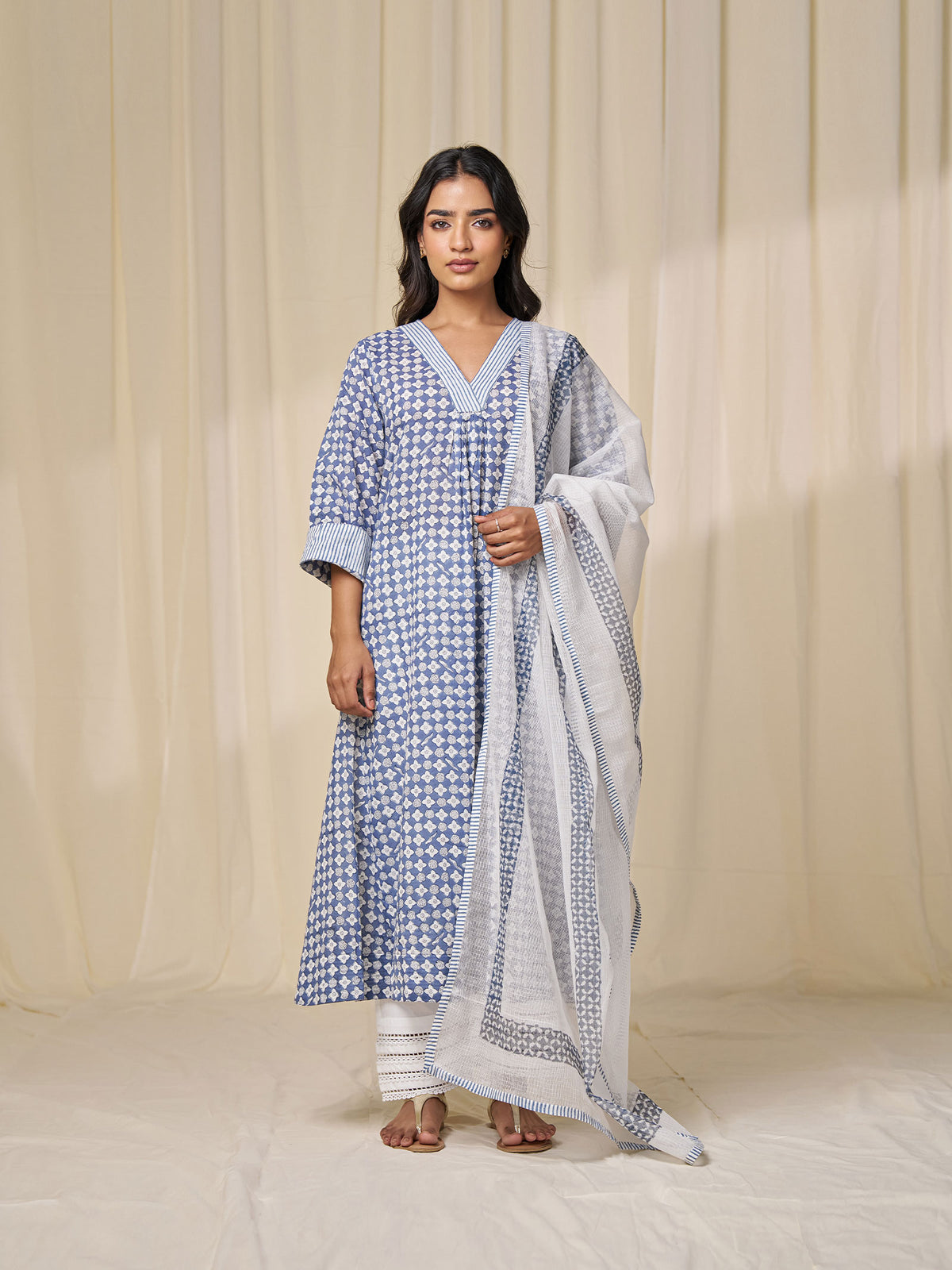 Cloudy Mist Voile Kurta
