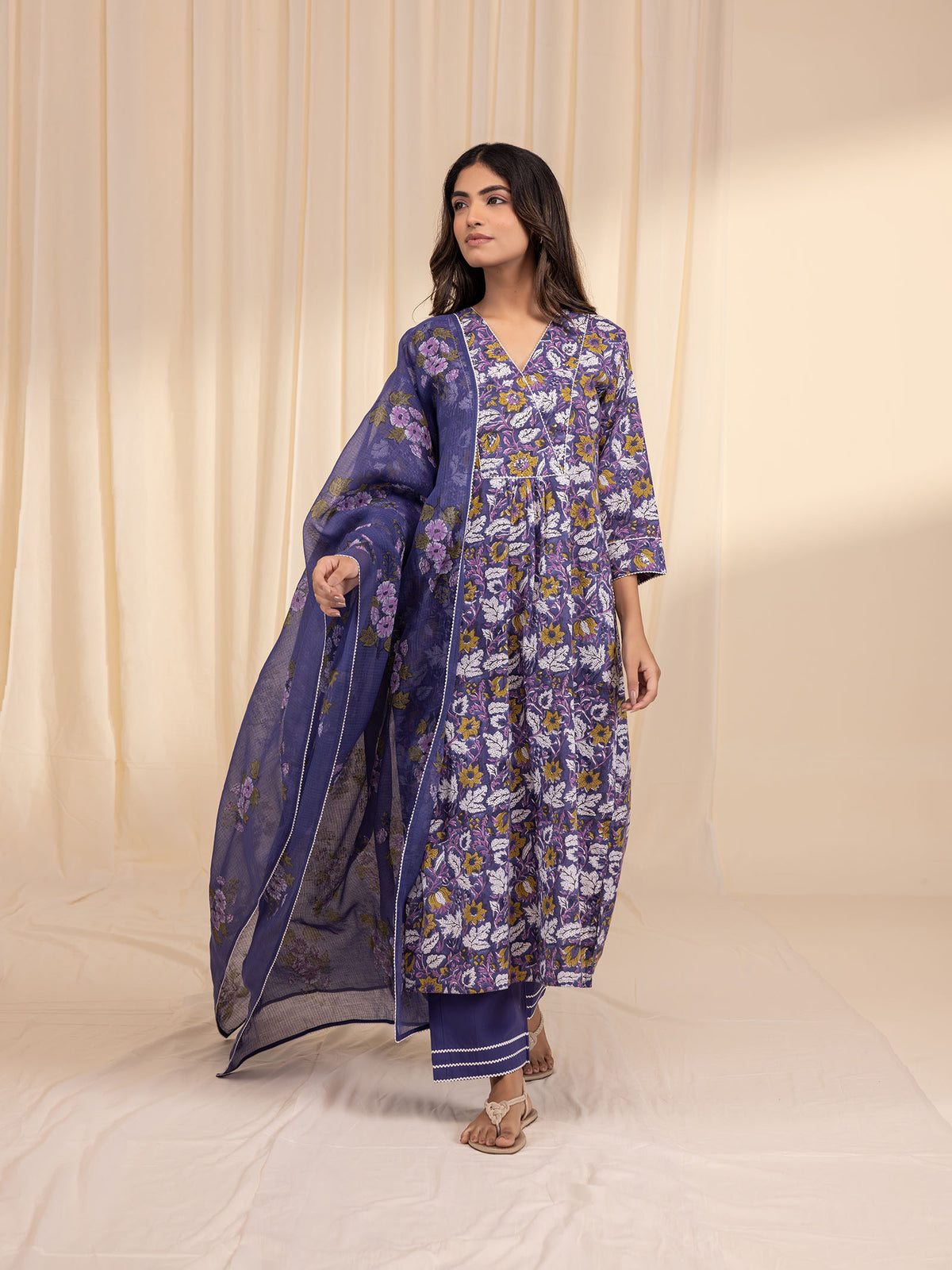 Colour Purple Cotton Kurta