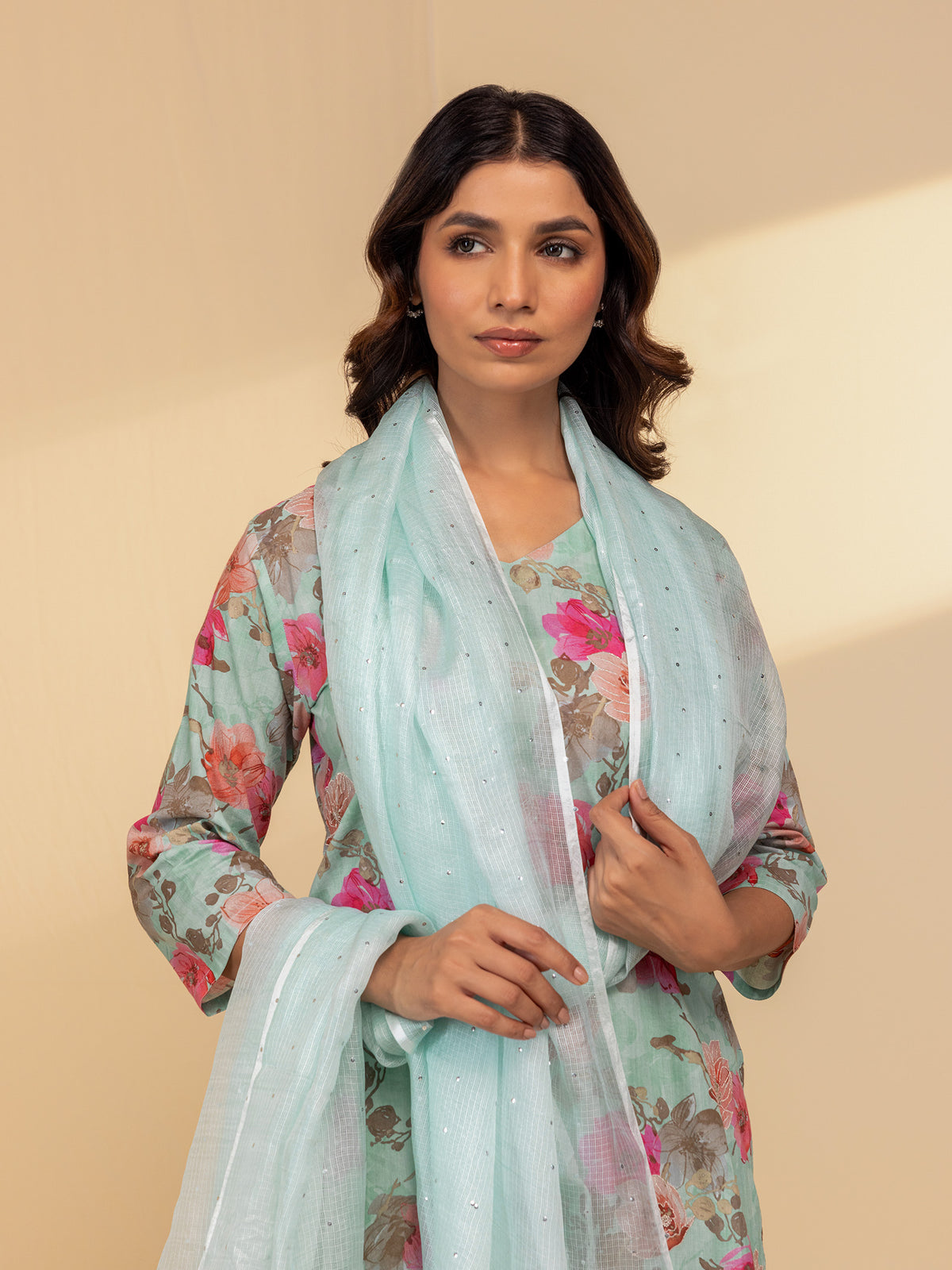 Coral Sea Kota Silk Dupatta