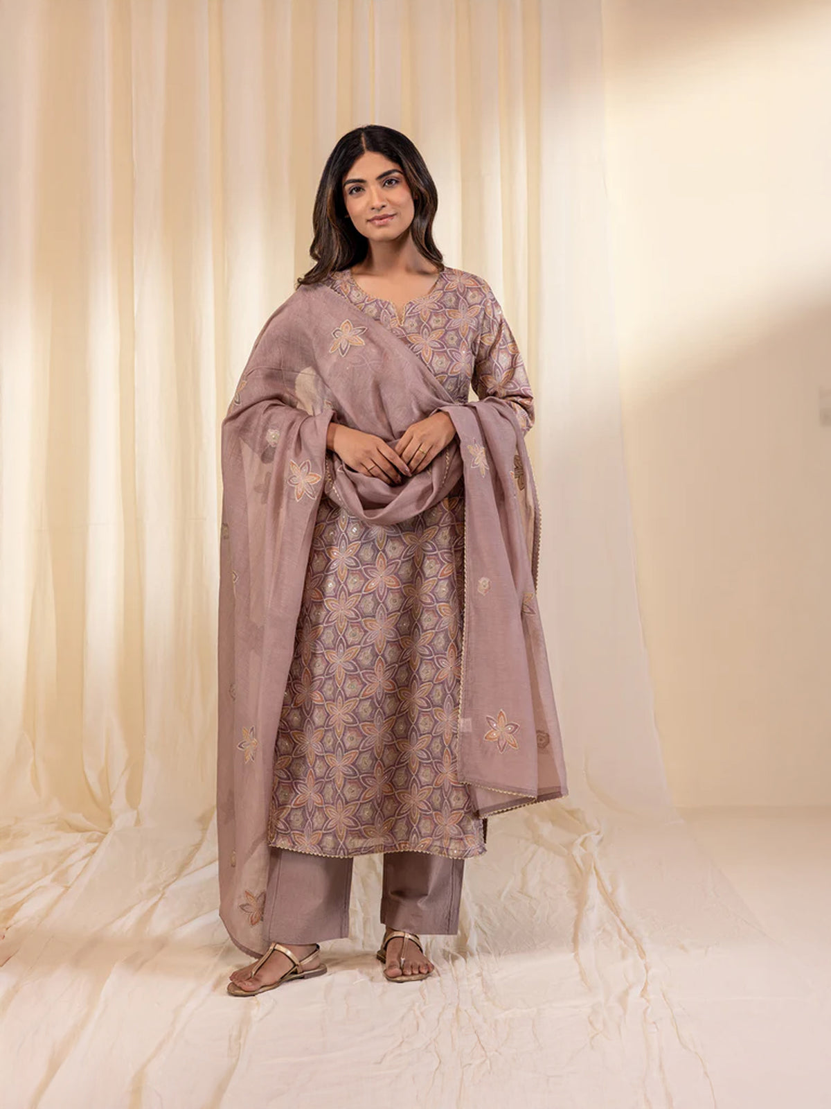Celebration Mauve Chanderi Dupatta