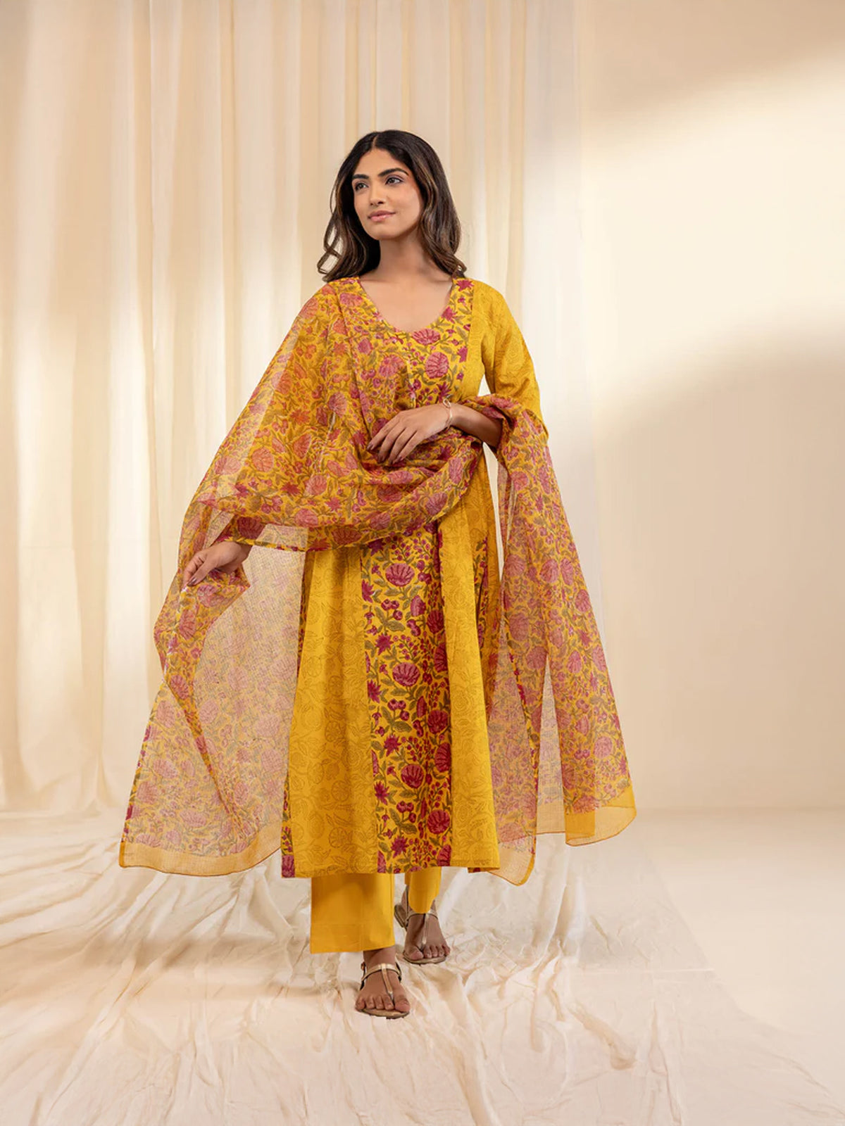 Mustard Raspberries Kota Dupatta