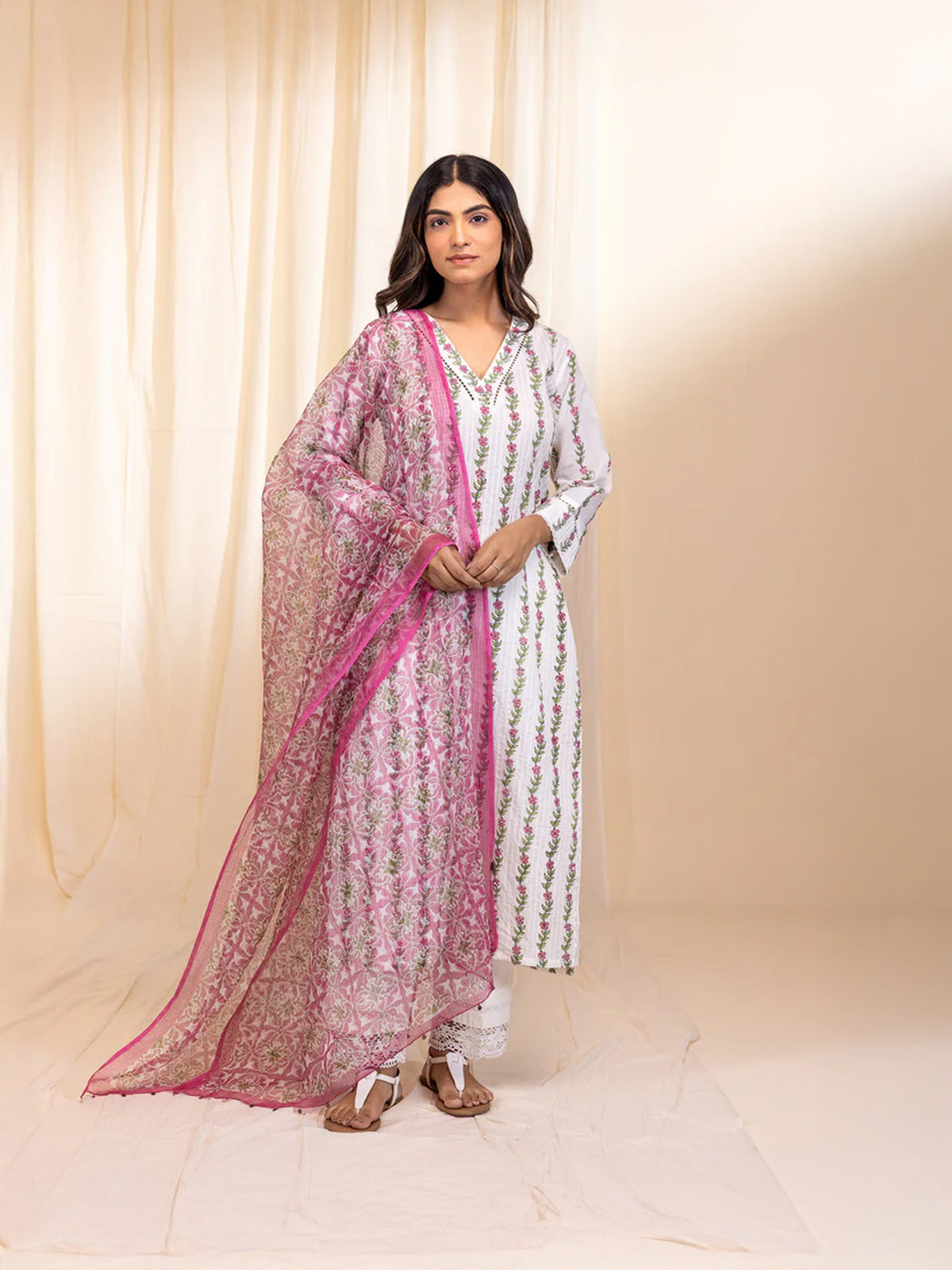 Pink Mosaic Kota Dupatta